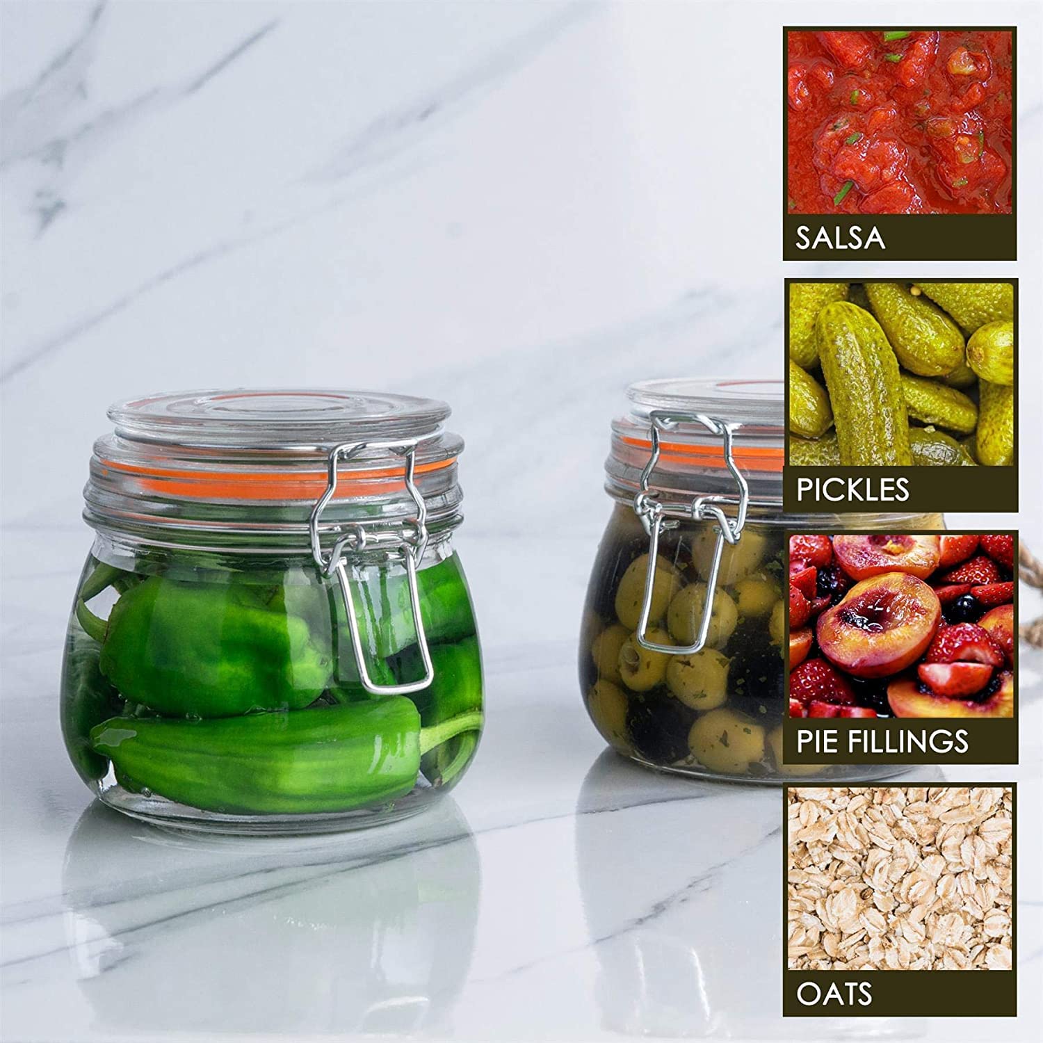 25 Oz Glass Jars With Airtight Lids And Leak Proof Rubber Gasket,Wide Mouth Mason Jars With Hinged Lids For Kitchen Canisters 75