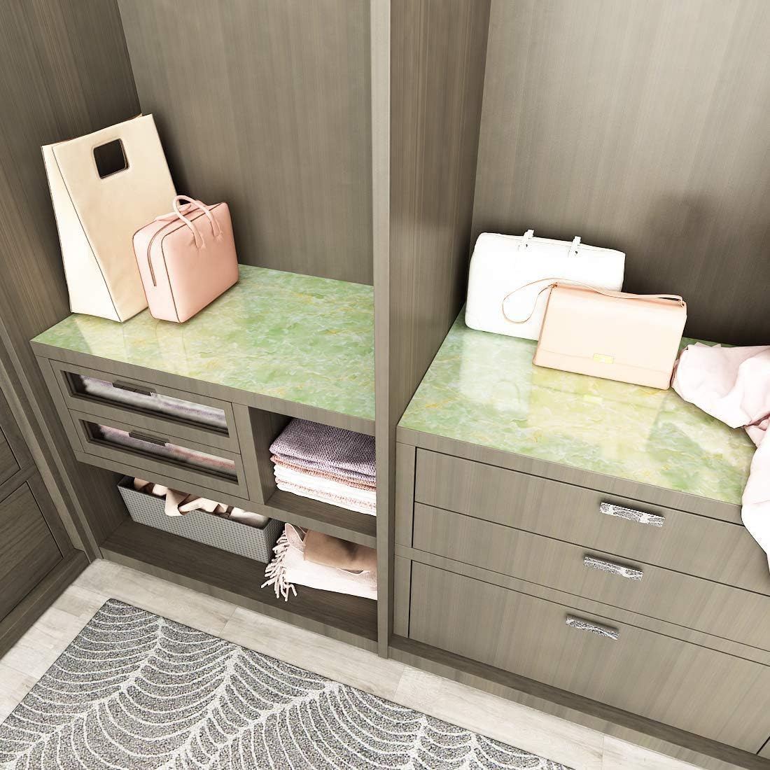 HOMSUN Self Adhesive Wood Peel and Stick Wallpaper for Cabinet Marble Contact Paper Waterproof Vinyl Wrap for Home,Furniture (Gr