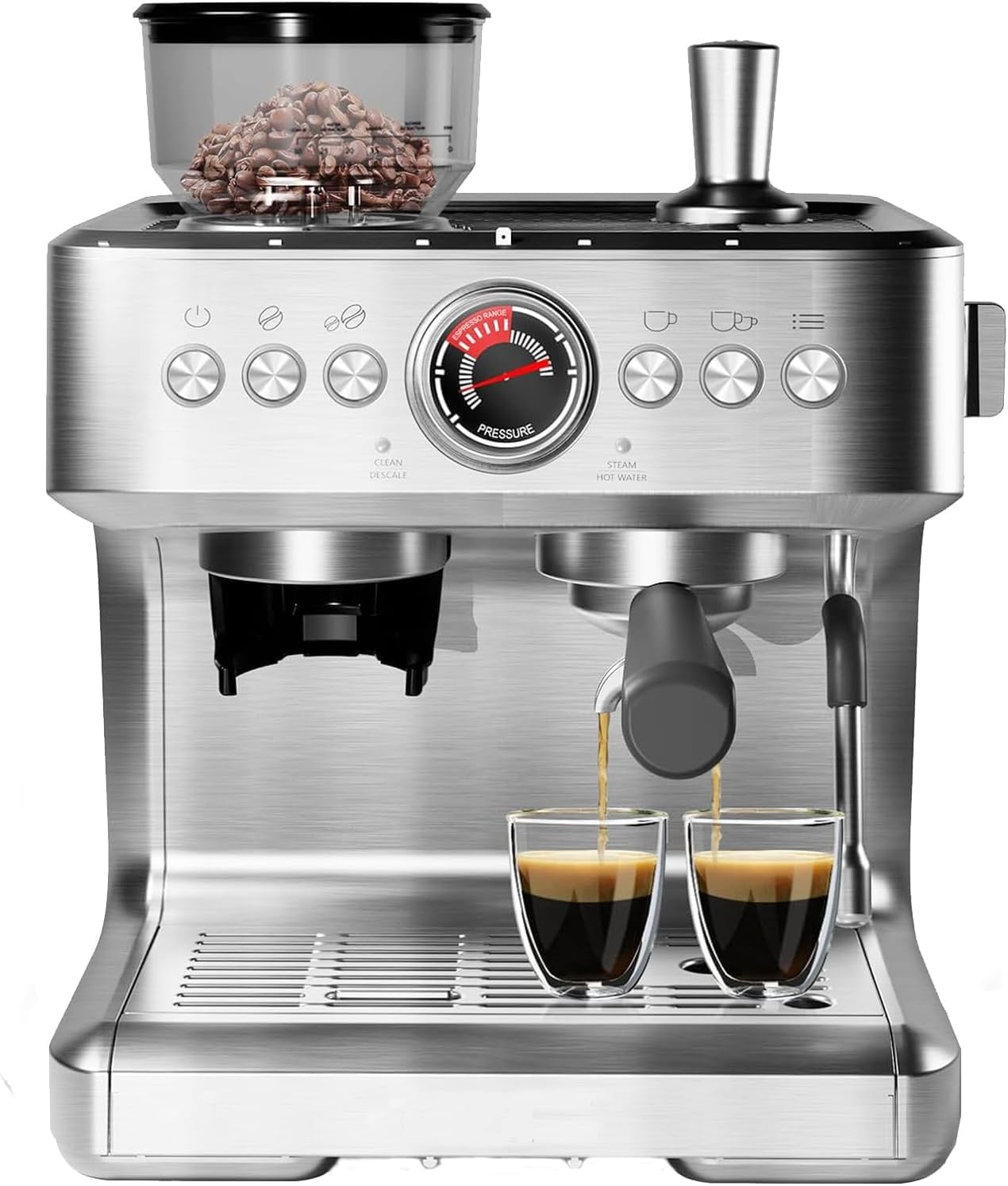 Garvee Espresso Machine with Grinder & Milk Frother, 20 Bar Professional Pressure & 95Oz Large Water Tank, Semi-Automatic Coffee