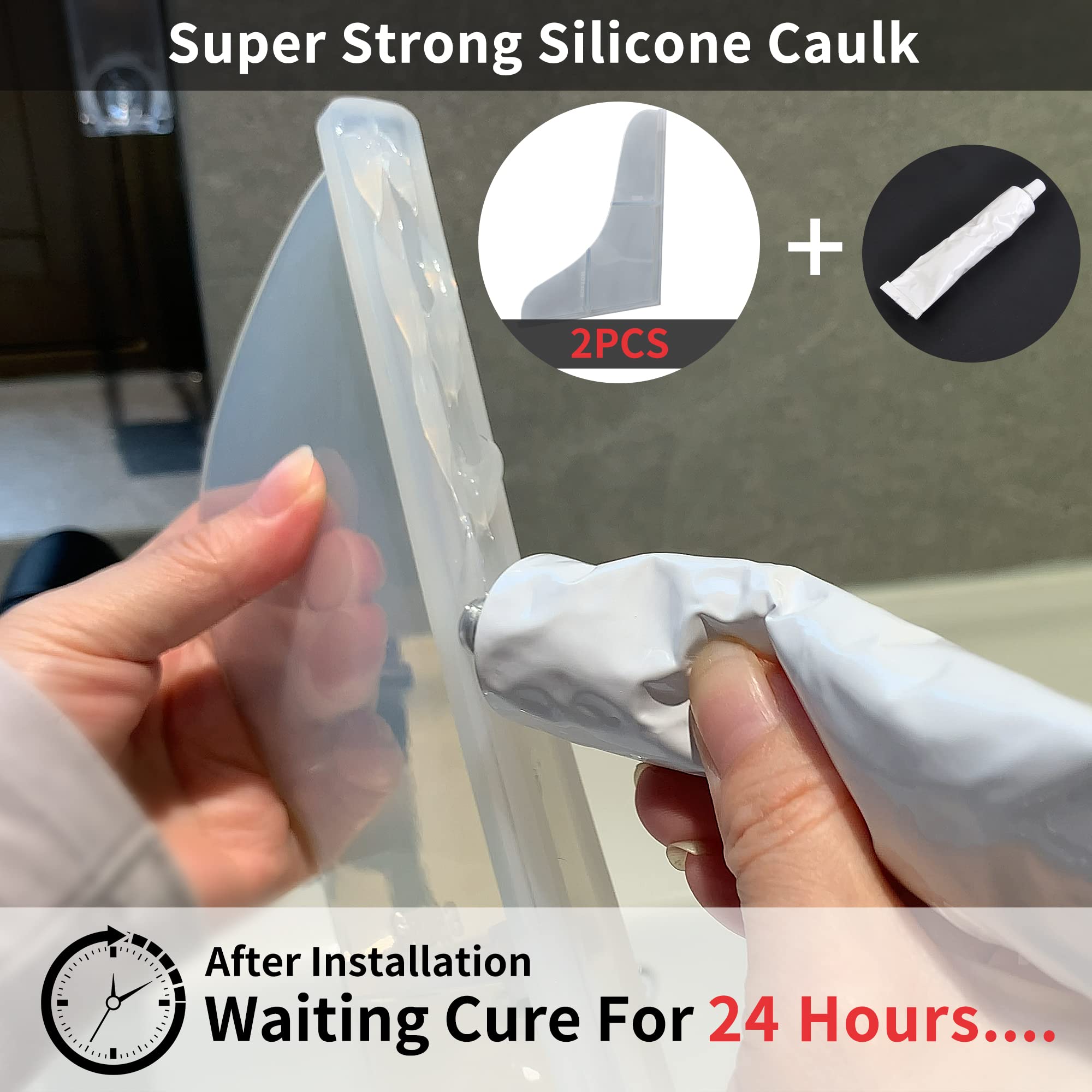 Mofason Silicone Shower Splash Guard, Clear Bathtub Corner Splash Guard, Bathroom Shower Water Guard With Adhesive For Fixing, C