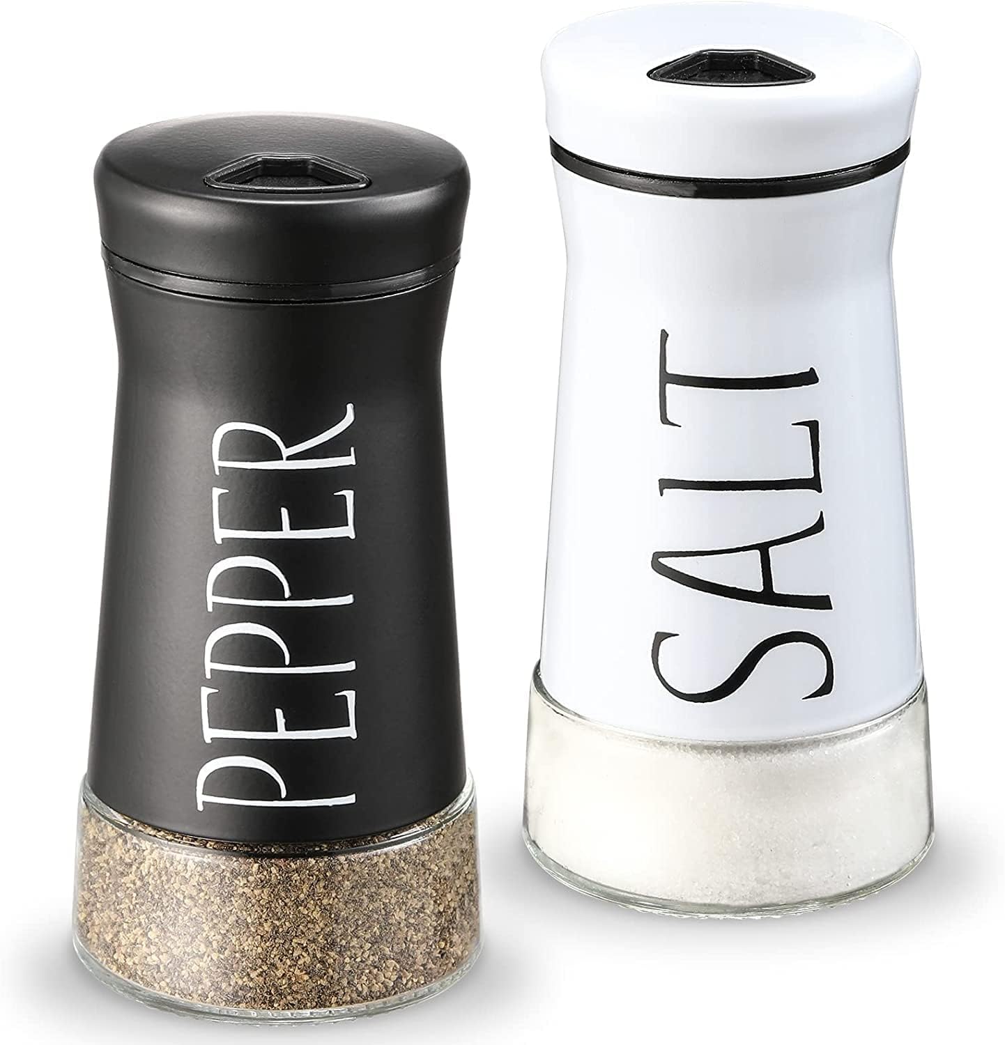 Afrodite Salt And Pepper Shakers Set, Stainless Steel Salt And Pepper Sprinkler For Restaurant With Glass Bottom, Spice Dispense