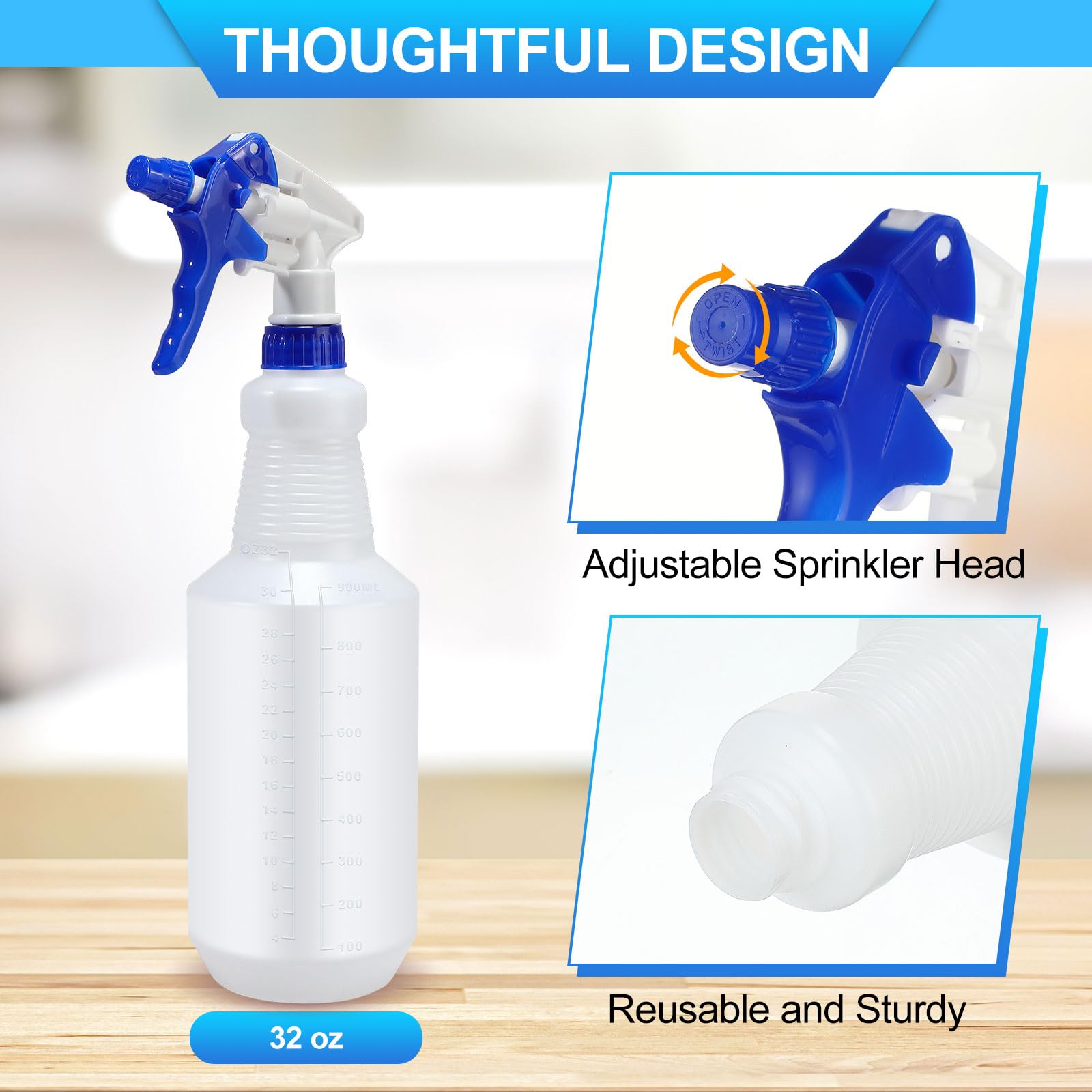 Eaasty 12 Pcs Plastic Spray Bottle 32 Oz Bulk Heavy Duty Leakproof Spraying Bottles Empty Mist And Stream Mode Misting Spray Bot