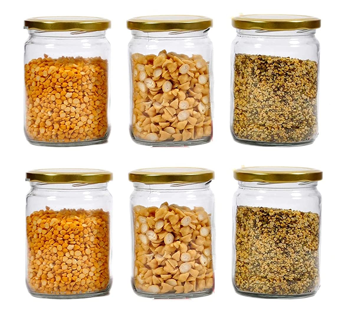 Mantra Creation 500 Ml Glass Jar With Air Tight BlackLid For Kitchen Dried Masla Storage Jar,Honey Jar,Jar And Container,Spice 