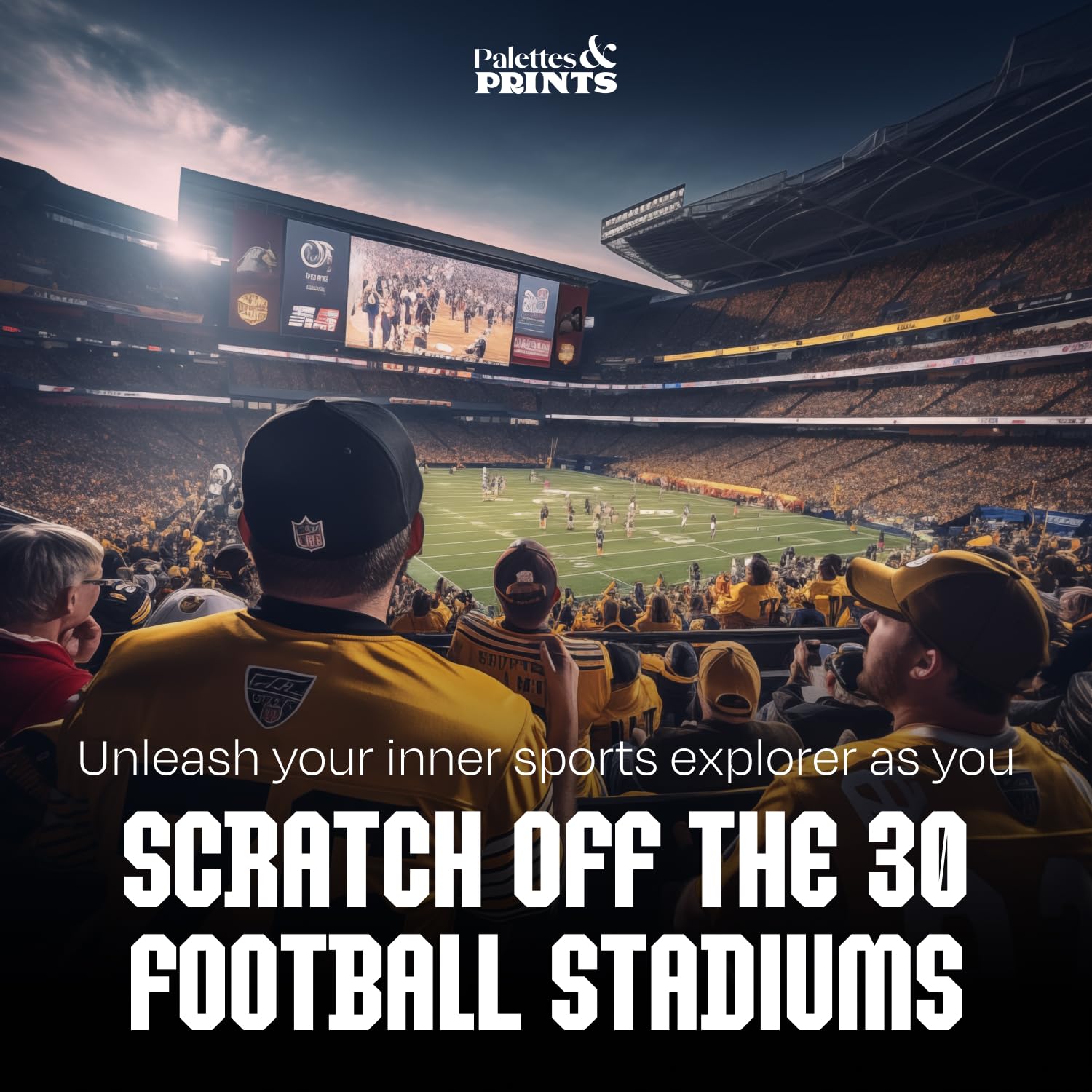 Framed Football Stadiums Scratch Off Poster - Football Stadiums Scratch Off Map - Track Your Football Journey - Football Posters