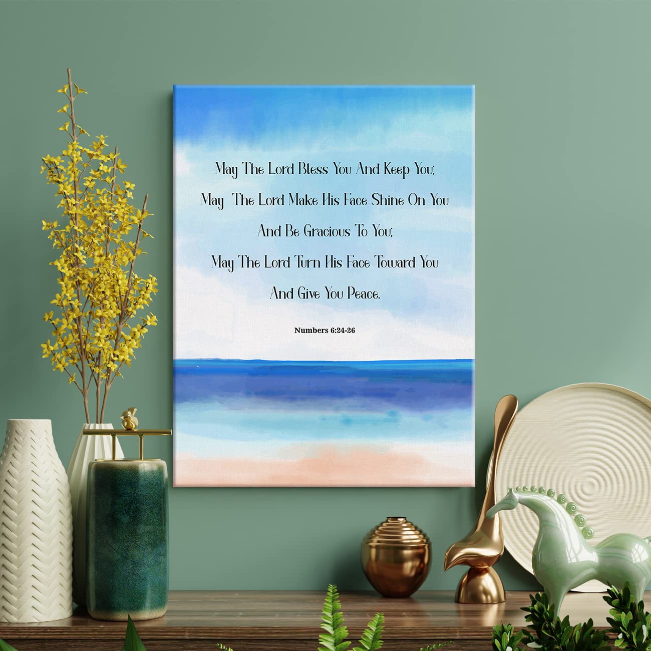 Numbers 6:24-26 Sign Bible Verse Canvas Home Wall Art Decor Scripture Painting 12X15 Poster Framed Ready To Hang