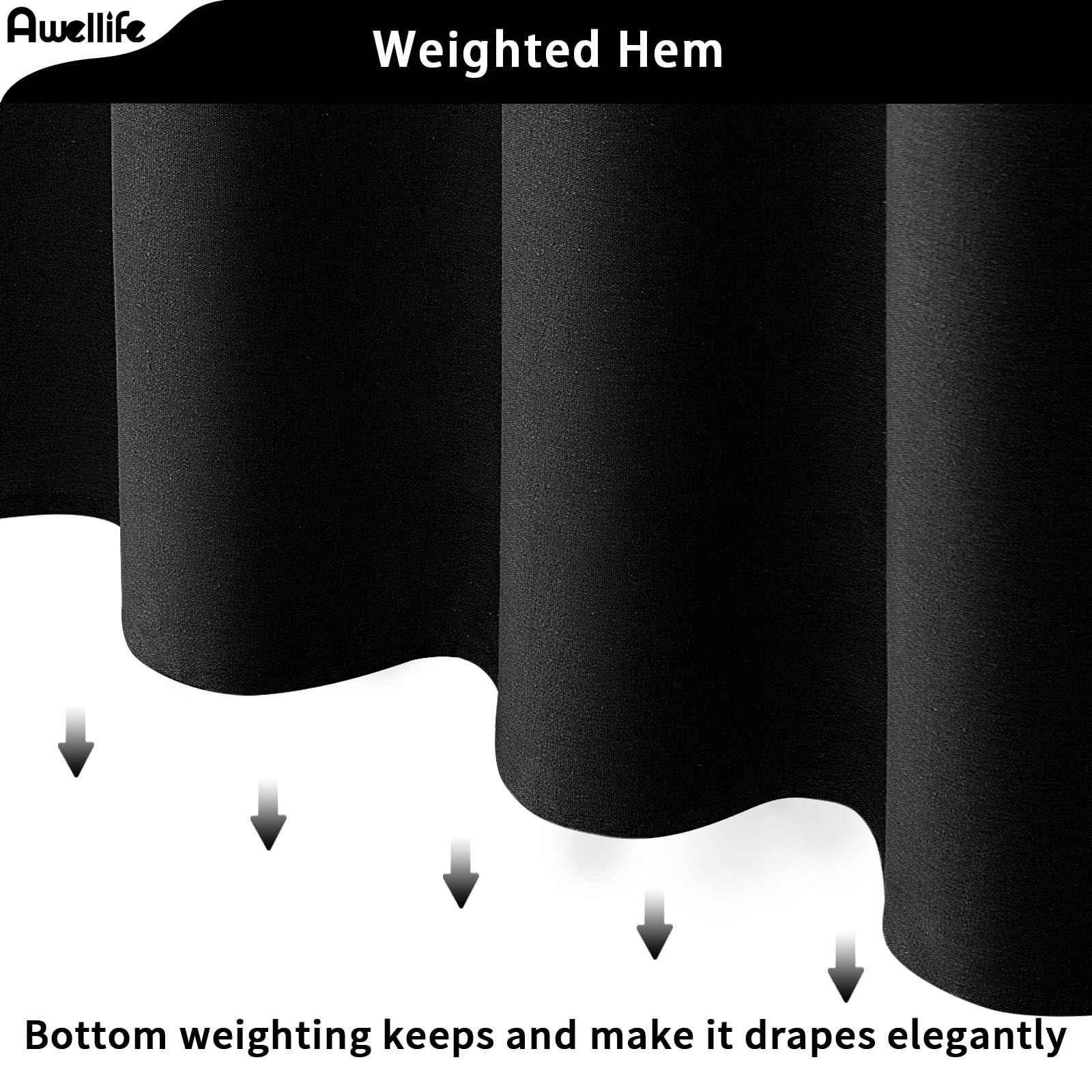 Awellife Black Linen Shower Curtain For Bathroom Natural Cotton Cloth Fabric Farmhouse Boho Shower Curtain With 12 Durable Hooks