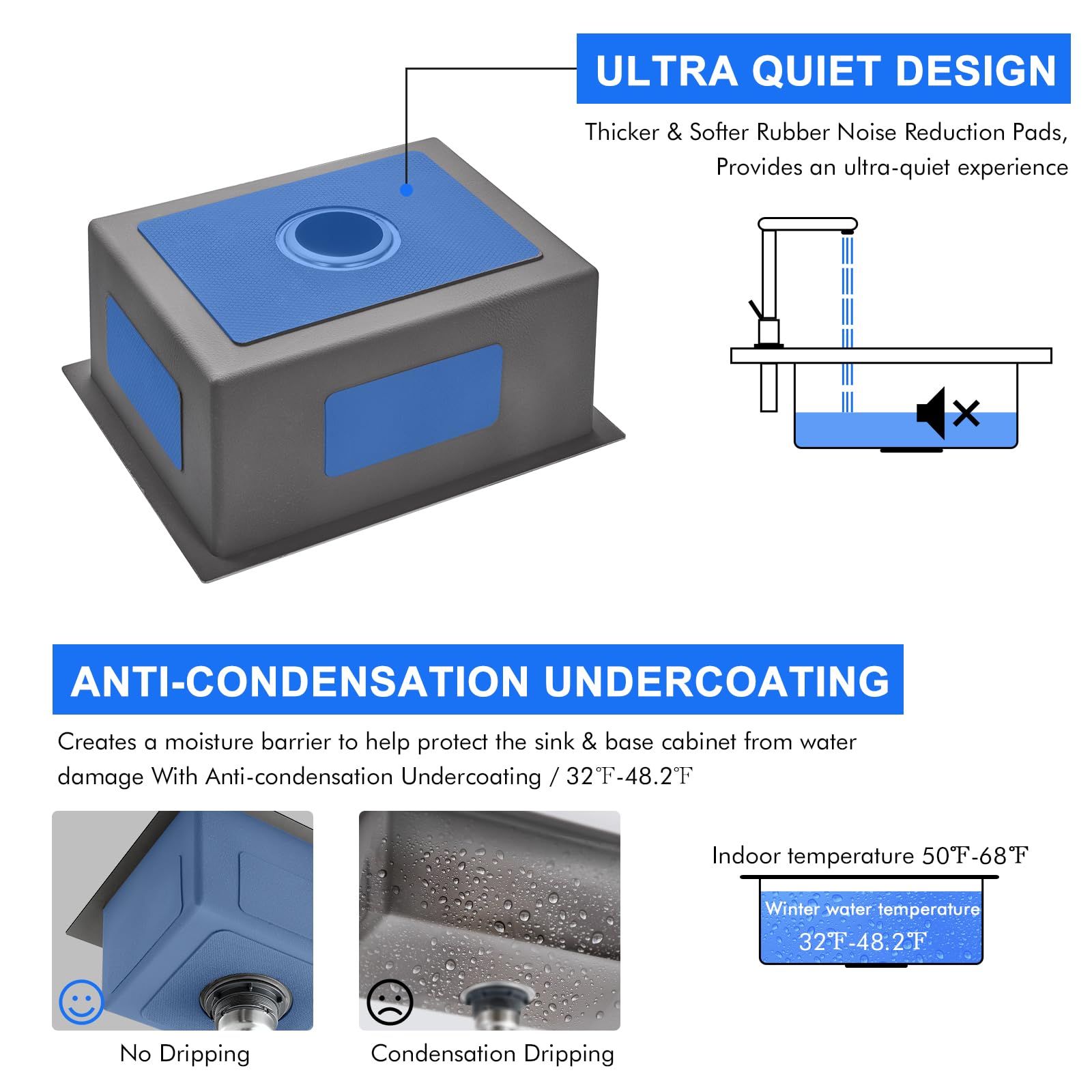 MENATT 20-inch Undermount Kitchen Sink  SUS304 Stainless Steel Handmade Single Bowl Kitchen Sink with Sink Strainer (Brushed)  20''x16''x9''