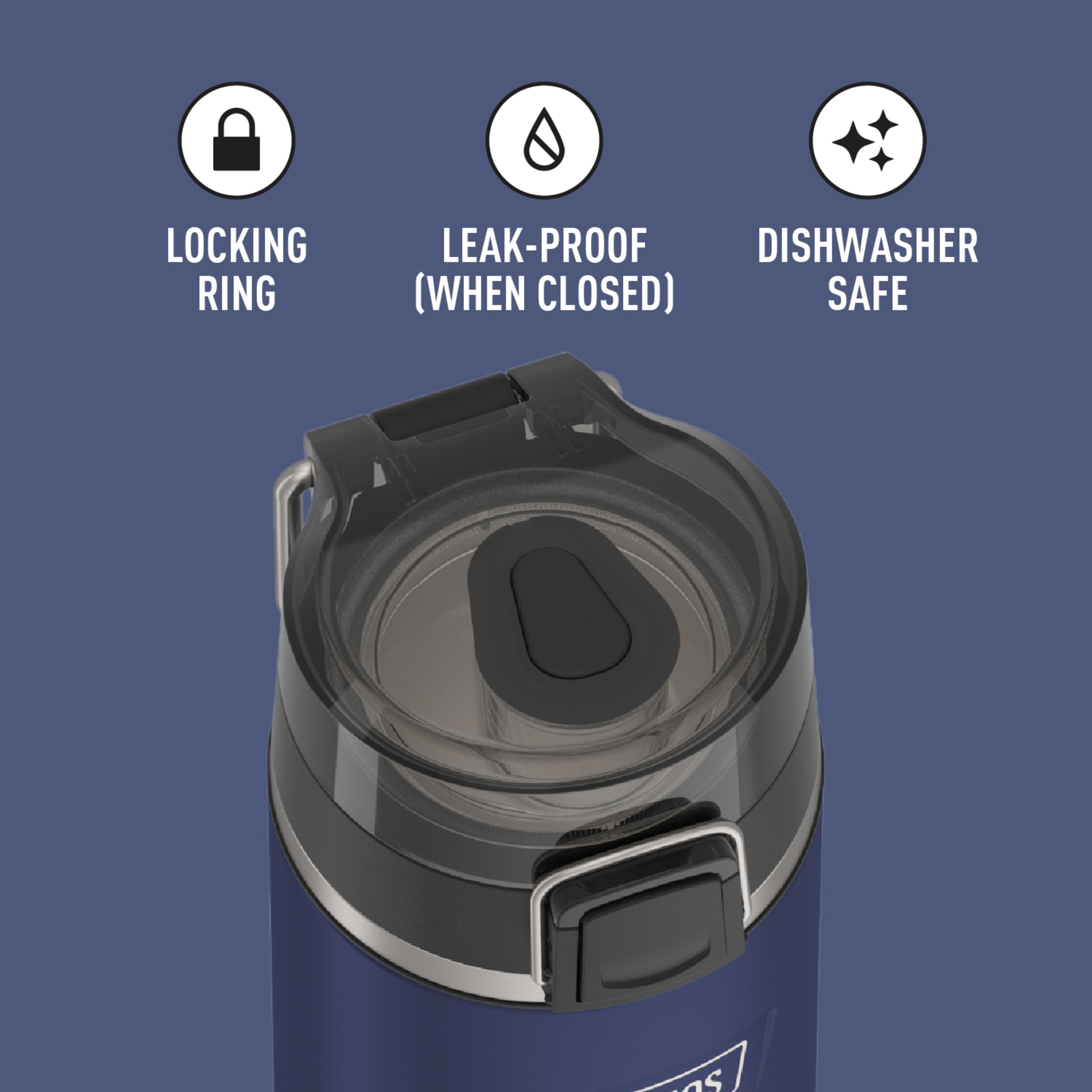 Thermos Icon Series Water Bottle With Spout - 18 Ounce, Navy - Stainless Steel Vacuum Insulated Water Bottle With Lid