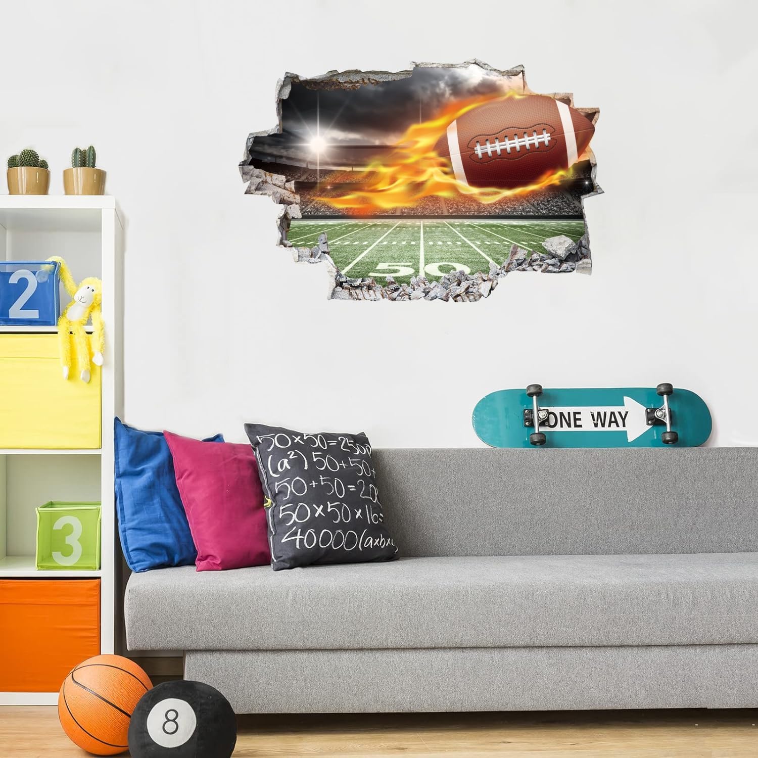 Toarti 3D Rugby Wall Sticker Football Wall Decals For Boys Room Rugby Wall Art Decal For Boys Bedroom Sports Room Decoration Foo