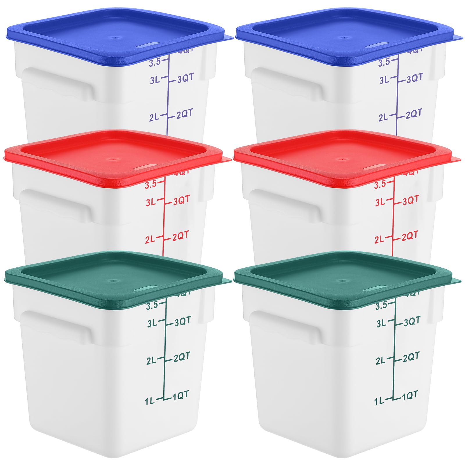 Ziliny 6 Pcs 4qt Commercial Food Storage Container with Lid, Square