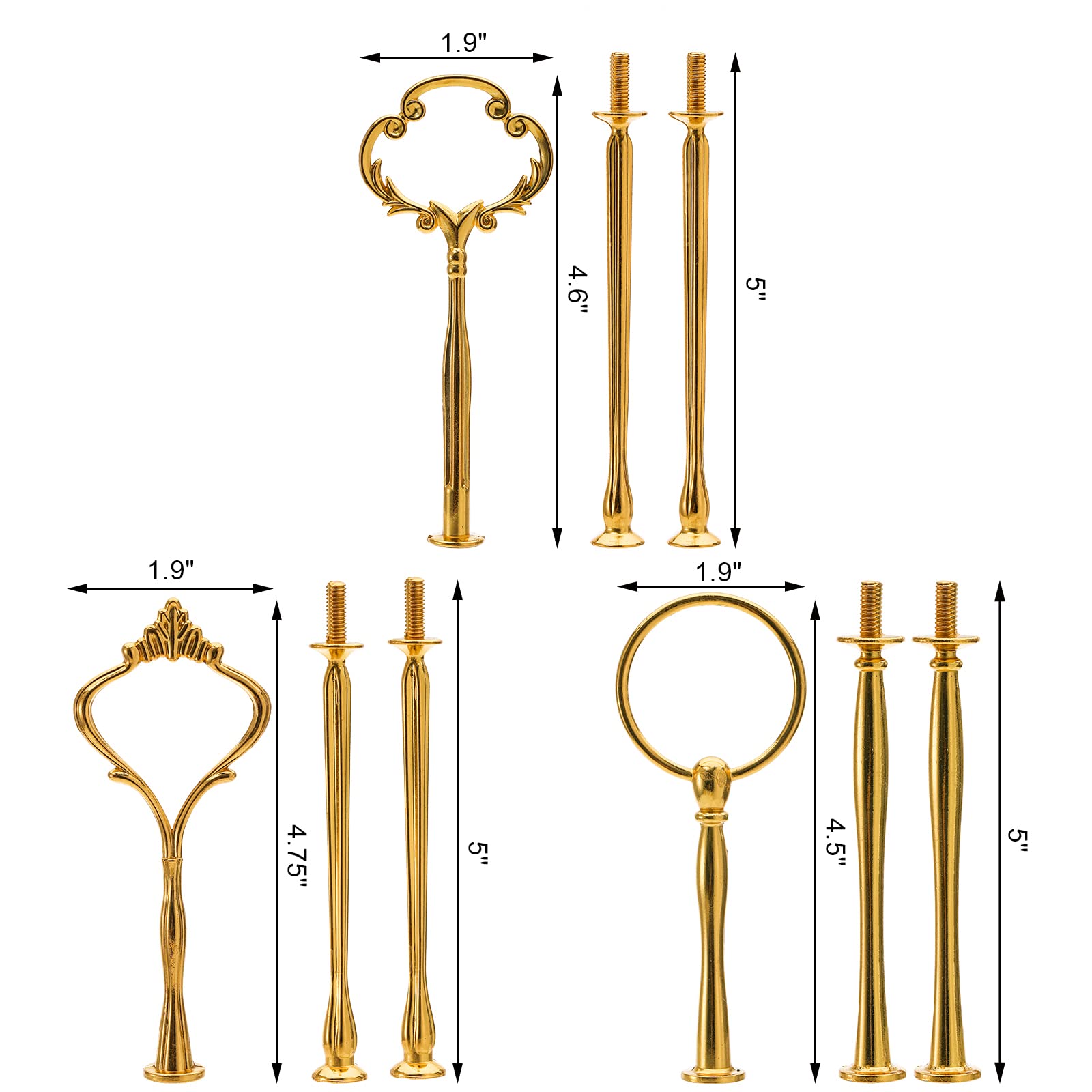 Tosnail 9 Sets 3 Tier Cupcake Stand Fittings, Cake Stand Hardware, Dessert Serving Trays Support Rod, Tiered Resin Plates, Craft