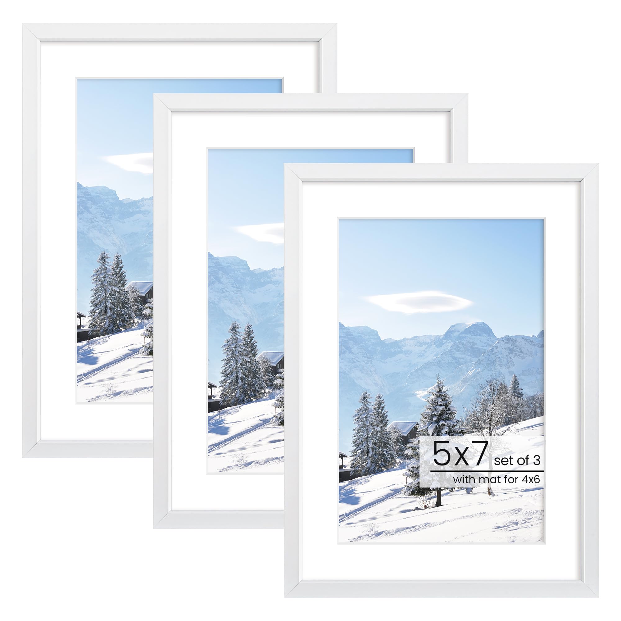 Acovy 5x7 Picture Frame, Inclined Plane Aluminum Photo 5x7 Frame Matted to 4x6, with High Definition Plexiglass, for Wall or Tab