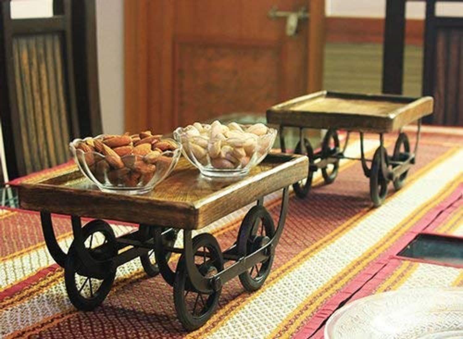 As Wooden Handicraft Wooden Tray, Thela/Ready For Serving Tea, Coffee, Food, Snacks, Shopiece, Gift, Office Decor, Home Decor, D