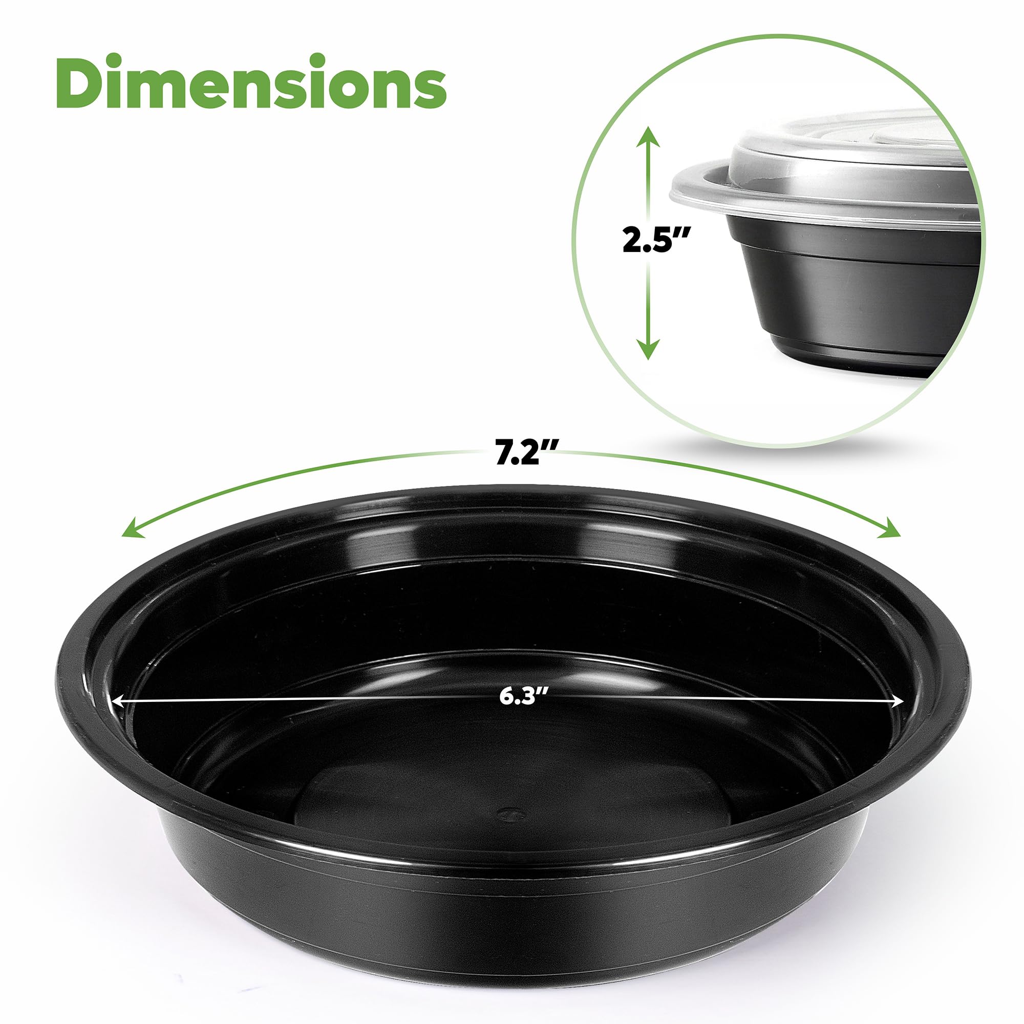 Comfy Package [24 Oz - 50 Count Round Meal Prep Containers Reusable - Microwaveable, Dishwasher And Freezer Safe, Bpa-Free, Port
