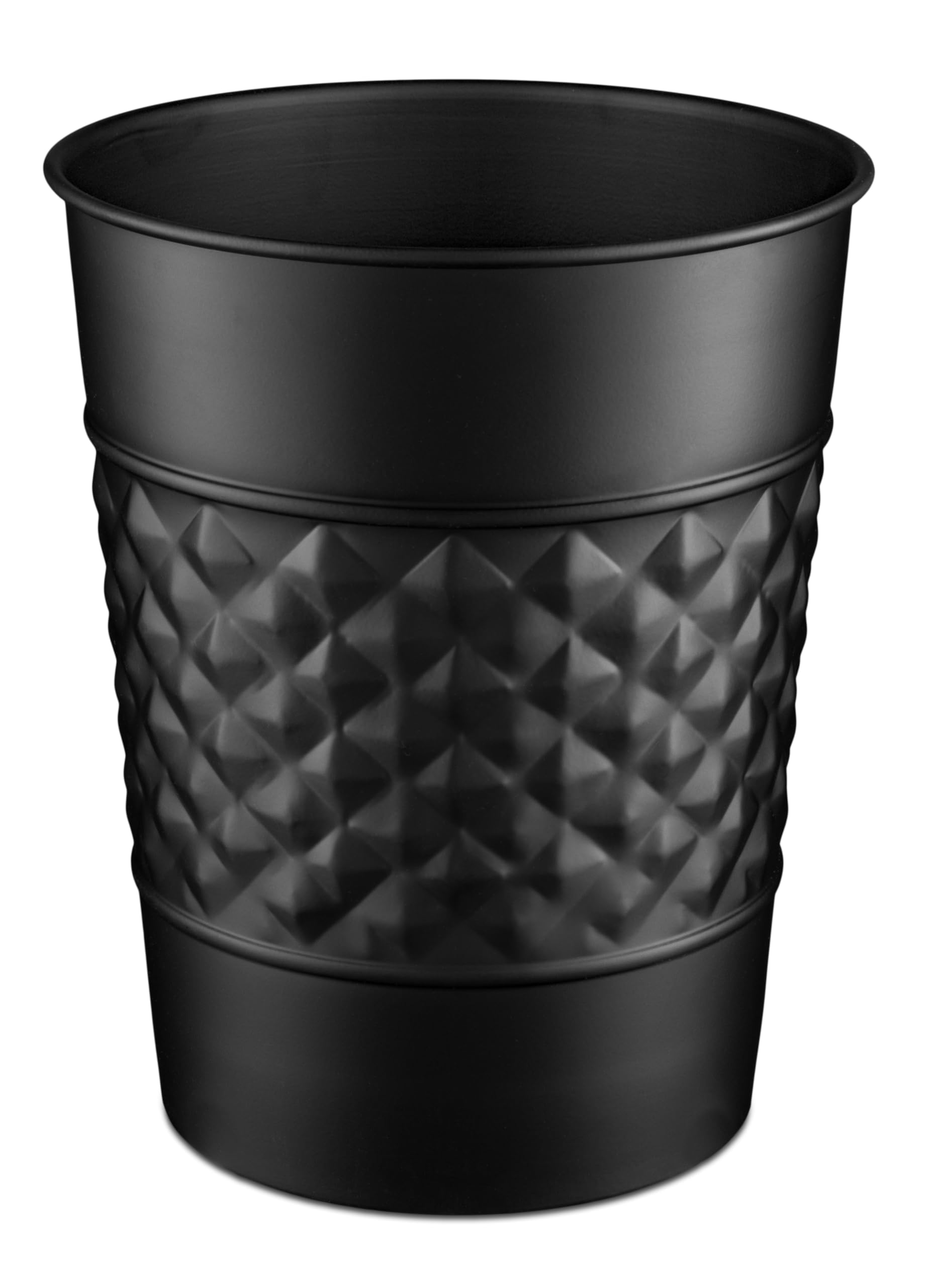 Monarch Abode 29128 Handcrafted, Geometric Embossed, Metal Wastebasket Trash Can For Home Office Bedroom, Decorative Wastebasket