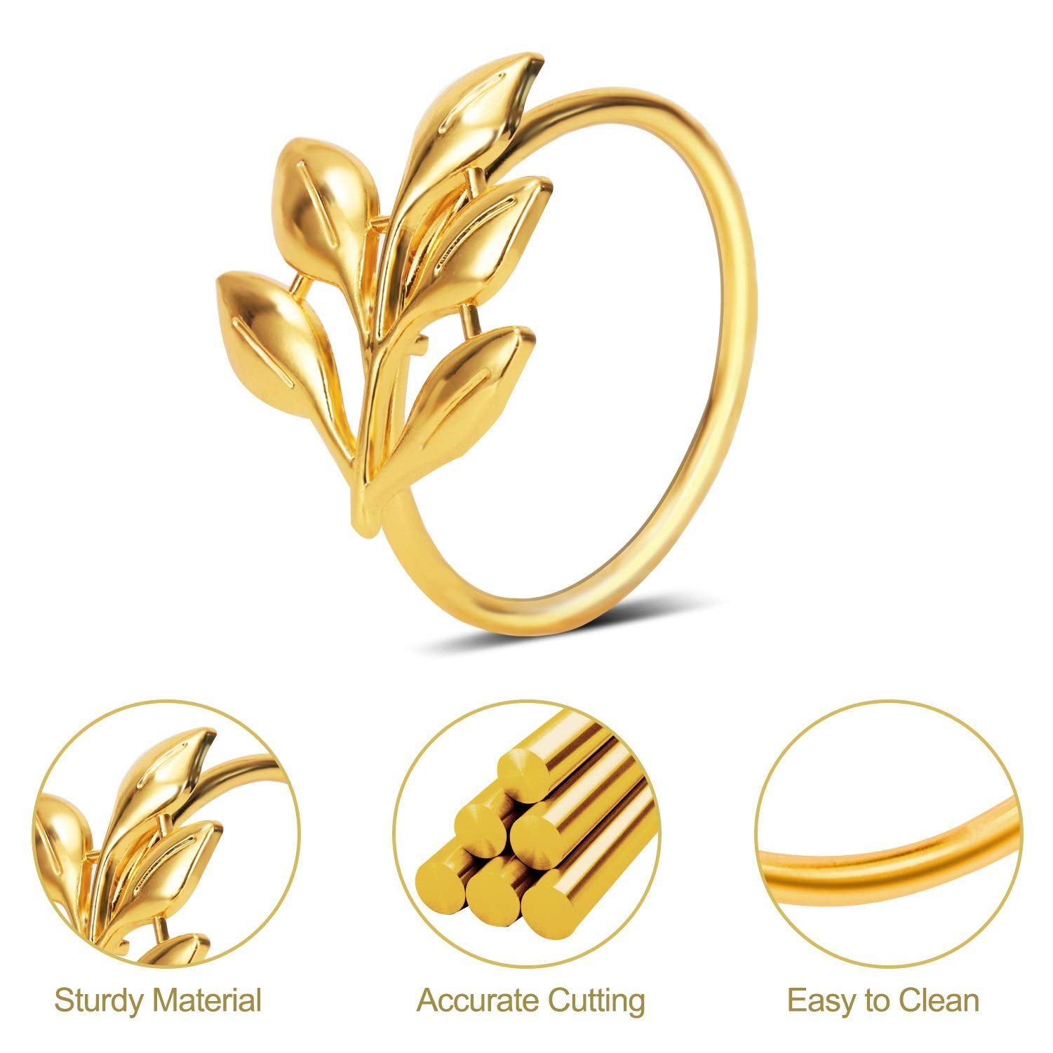 Kposiya Set Of 20 Leaf Napkin Rings Metal Gold Napkin Holder Table Napkin Rings For Dinning Table Parties Everyday (Ye Zi-Gold 2