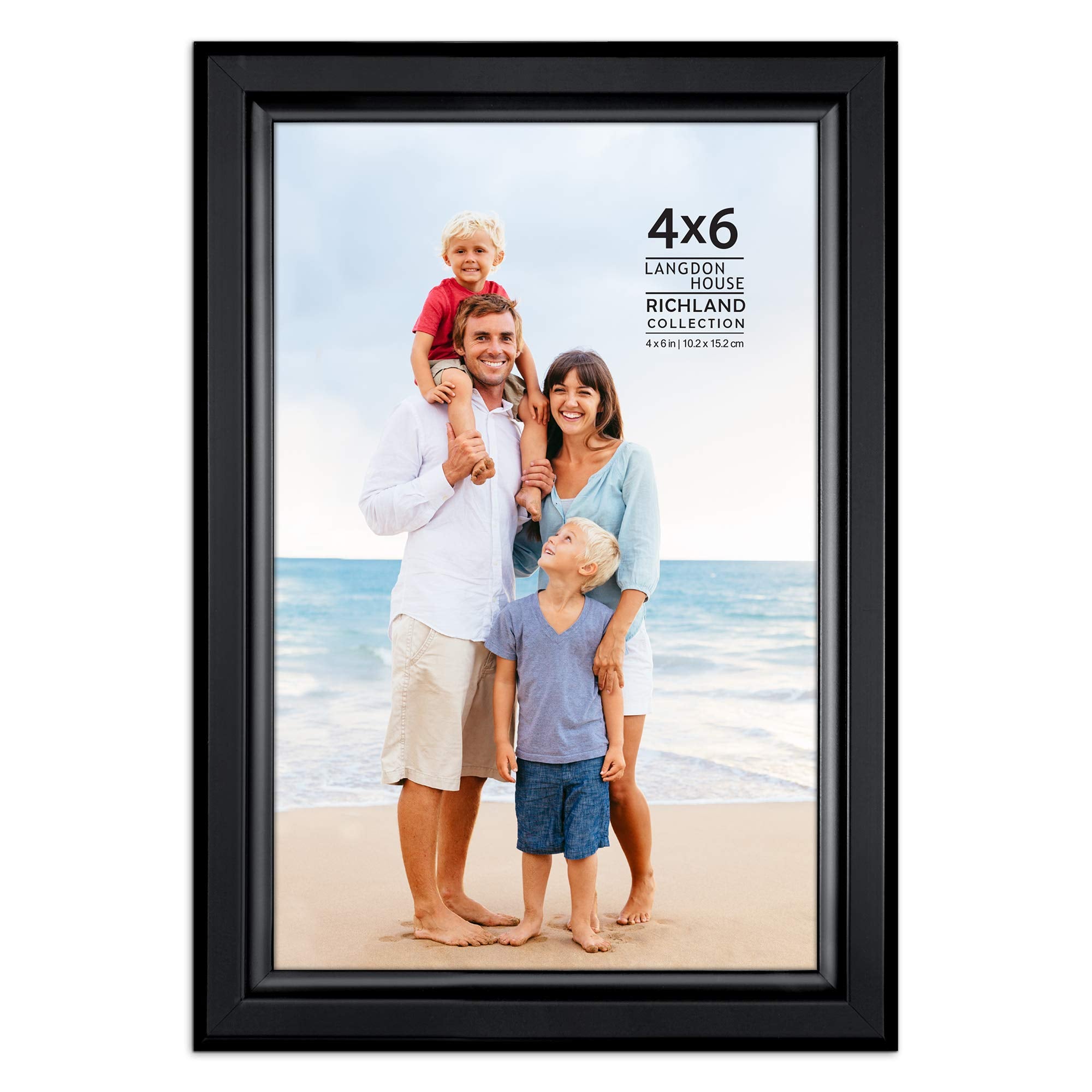 Langdon House 4x6 Black Picture Frame, Distinguished Edging for Classic Style, Richland Collection