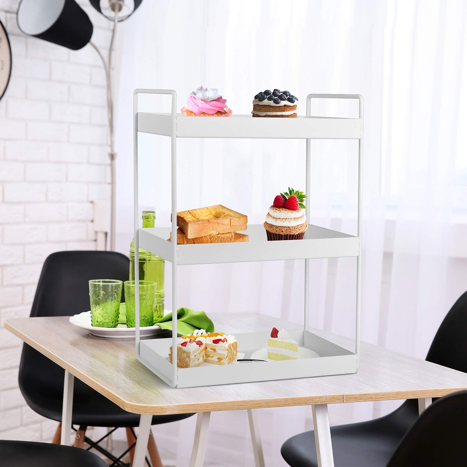 Aisung 3-Tier Bathroom Countertop Organizer Vanity Tray Cosmetic & Makeup Storage Kitchen Spice Rack Standing Shelf, White
