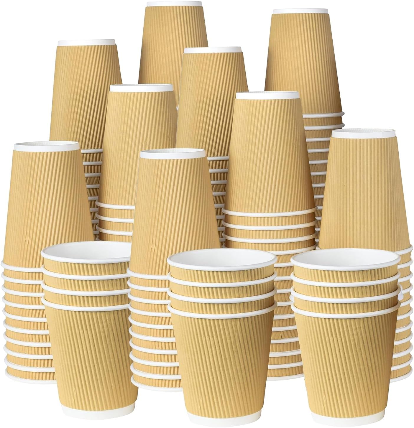 Swastha Hygiene Disposable Ripple Paper Cup For Hot Coffee/Drinks For Party (200 Ml, Brown) Pack Of 50
