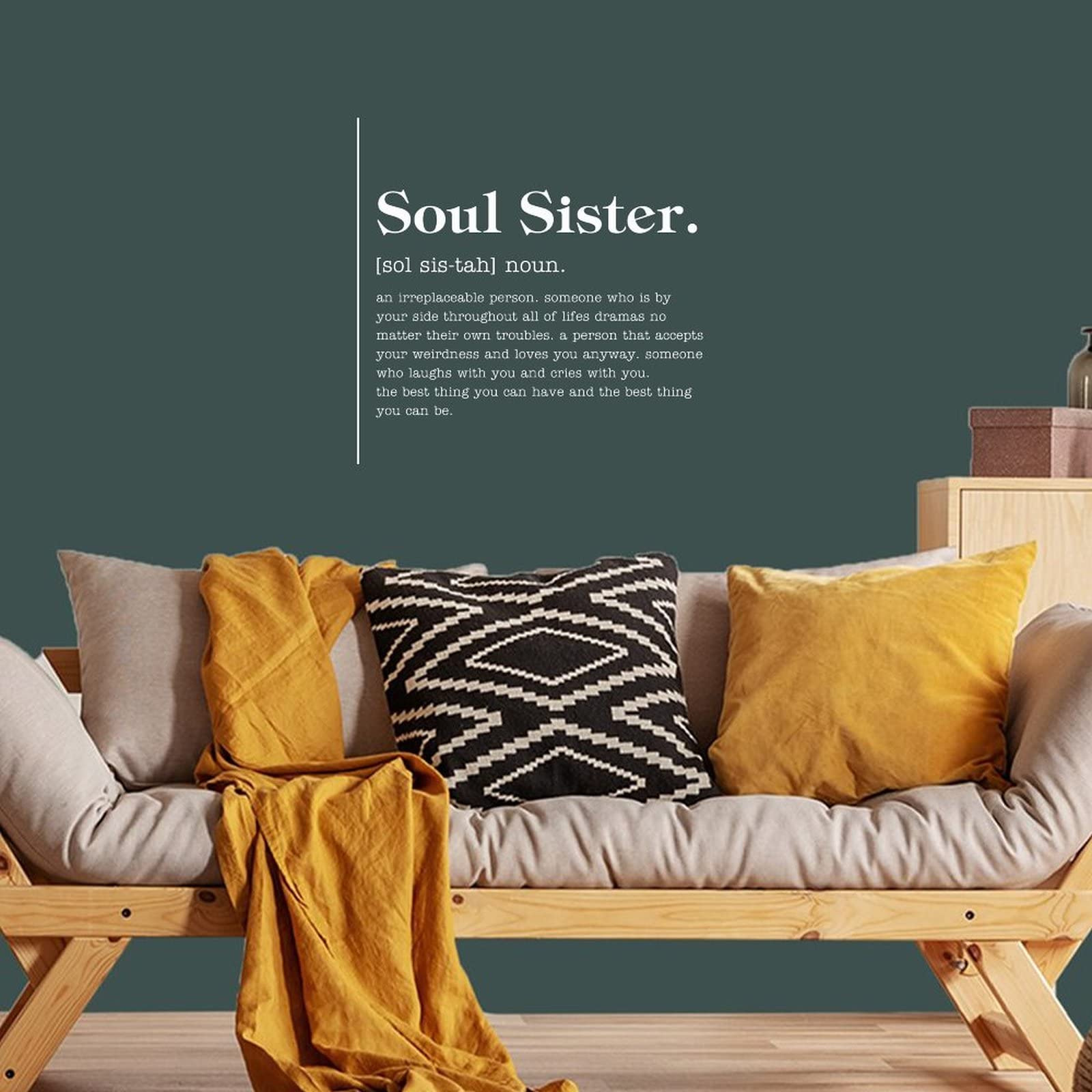 Soul Sister Word Definition Meaning Wall Decor Stickers Typographic Quotes Vinyl Wall Decals for Living Room Kids Rooms Girls Boys Wall Art Home Decor Housewarming Gift 20x20in