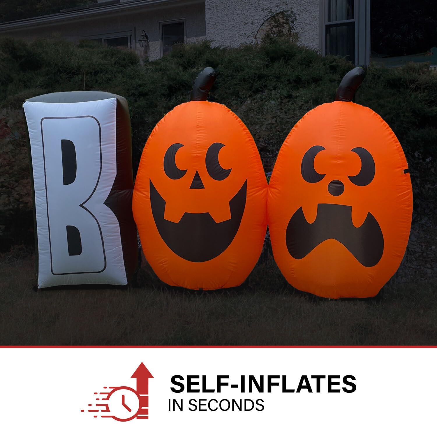 Haunted Hill Farm 4-Ft Tall Boo Sign Blow Up Inflatable with Lights, Outdoor Halloween Inflatable Decoration for Lawn and Yard,