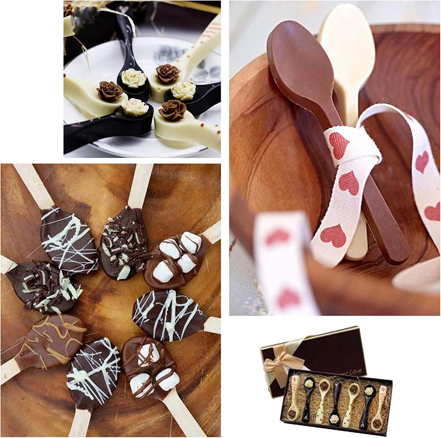 Spoon Shaped Chocolate Silicone Mold 3Pcs-6 Cavity Hot Chocolate Spoon Molds For Hot Cocoa & Coffee Butterscotch Handmade Chocol