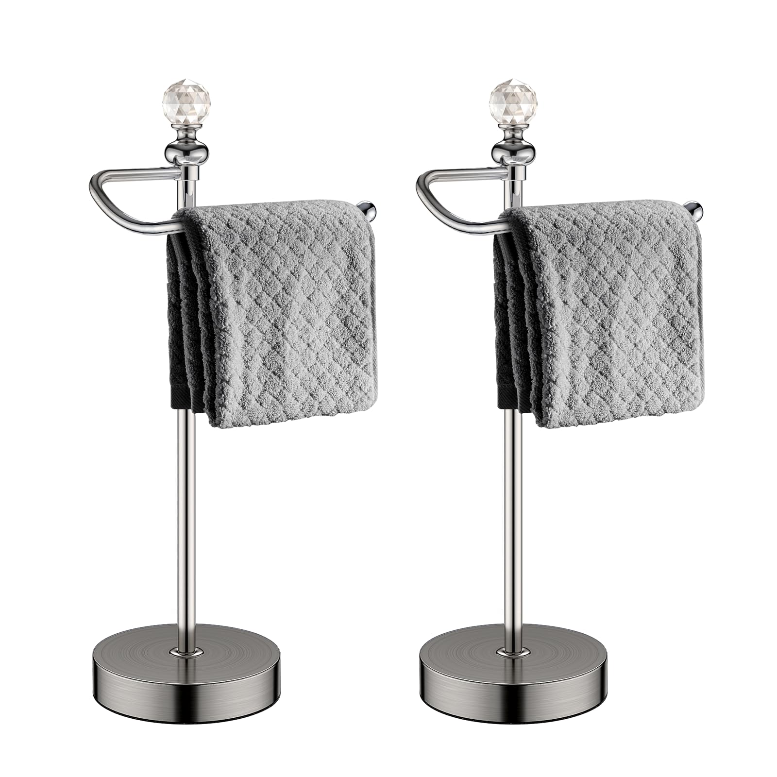 ROLABAM Hand Towel Holder for Bathroom, Hand Towel Rack Stand with Heavy Weighted Base, Crystal Ball Countertop Towel Rack Stand