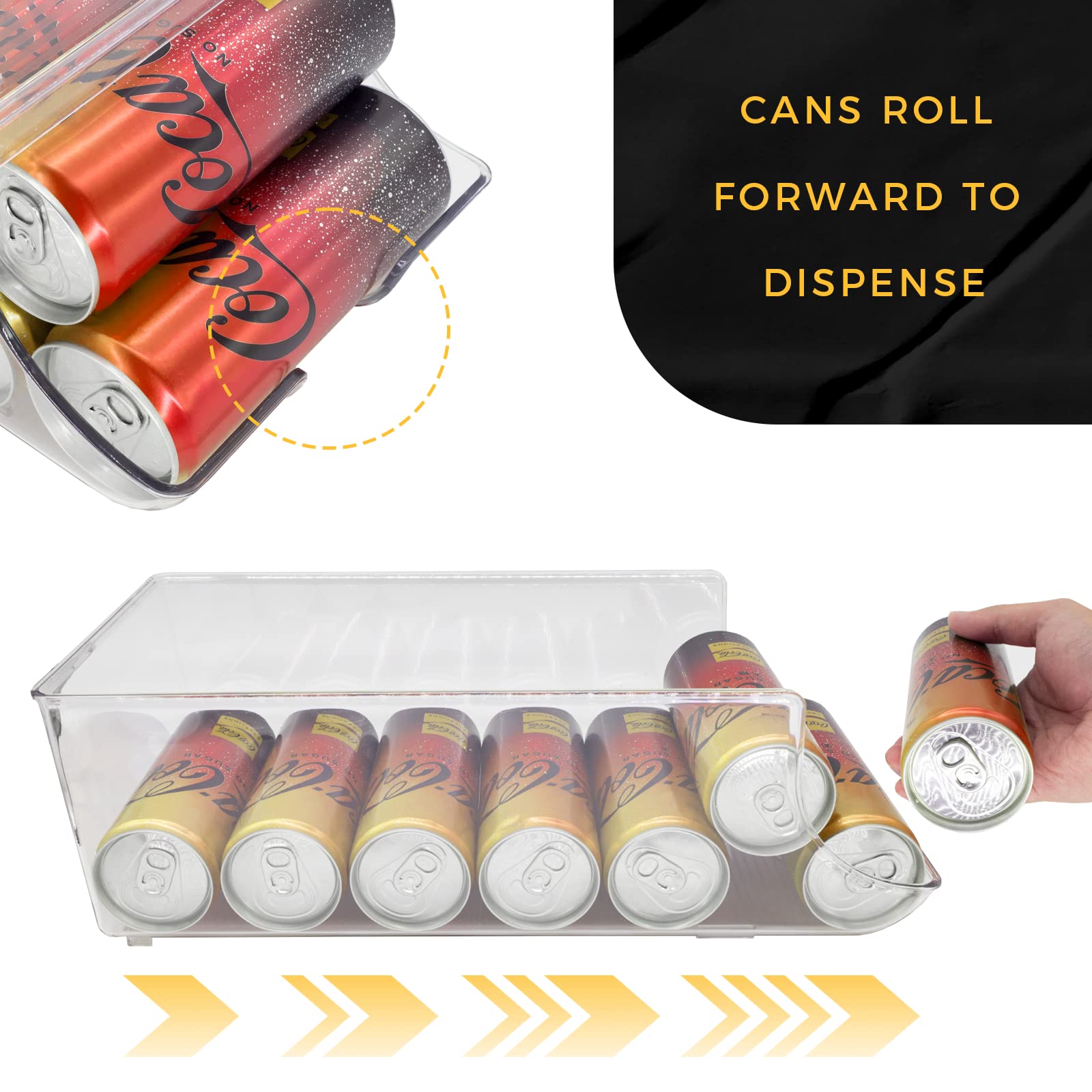 Scavata 2 Pack Skinny Can Organizer For Refrigerator, Stackable Tall Skinny Soda Pop Can Holder Dispenser With Lid For Fridge Pa