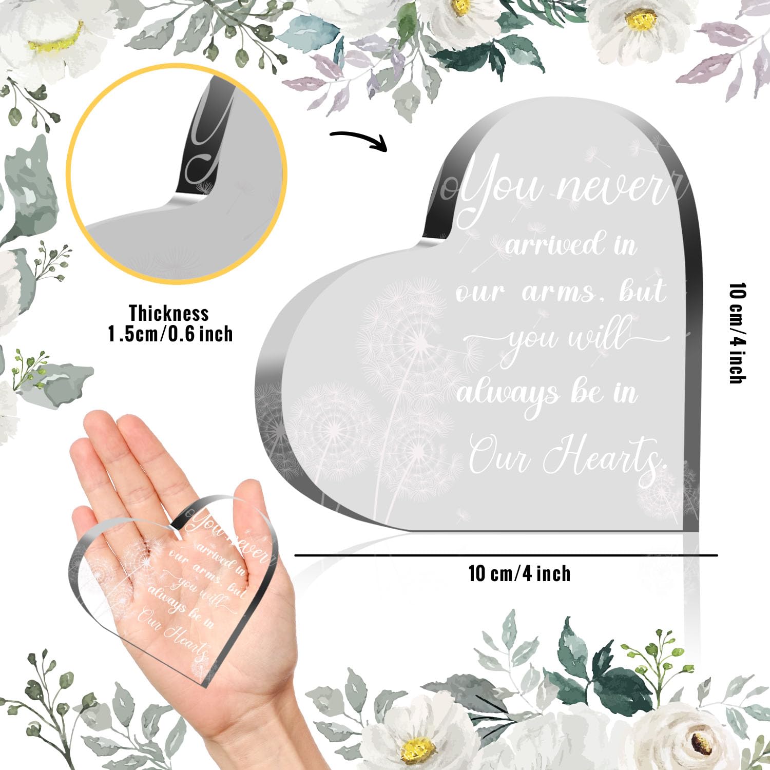 Sympathy Gifts - A Letter from Heaven- Memorial Gift for Loss of Mother Father Husband Son, Acrylic Heart Keepsake,Remembrance S