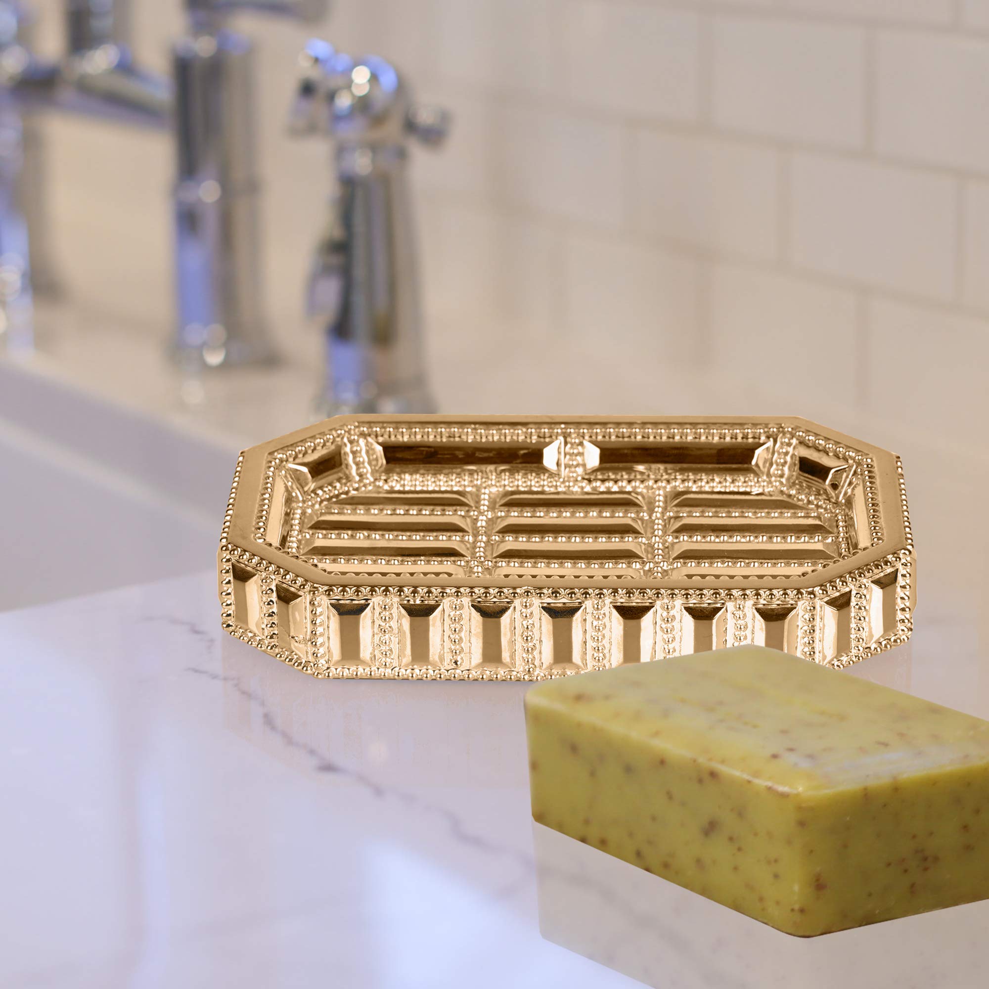 Nu Steel Resin Decorative Dish Tray For Bathroom Vanities, Countertops, Pedestals, Kitchen Sink-Store Hand Soap, Pumice Bars, Sp