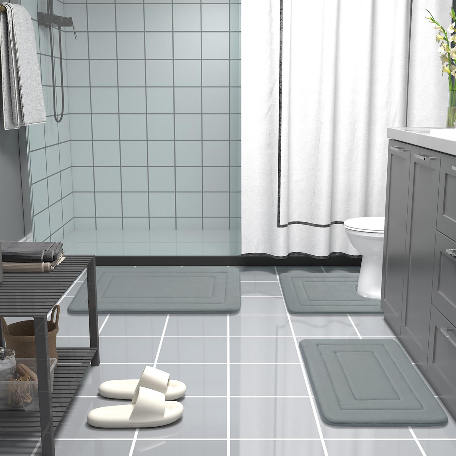 Arotive Memory Foam Bathroom Rug Mat 54X24, Ultra Soft And Absorbent Bath Mat, Machine Wash Dry, Comfortable Bath Rug Carpet For