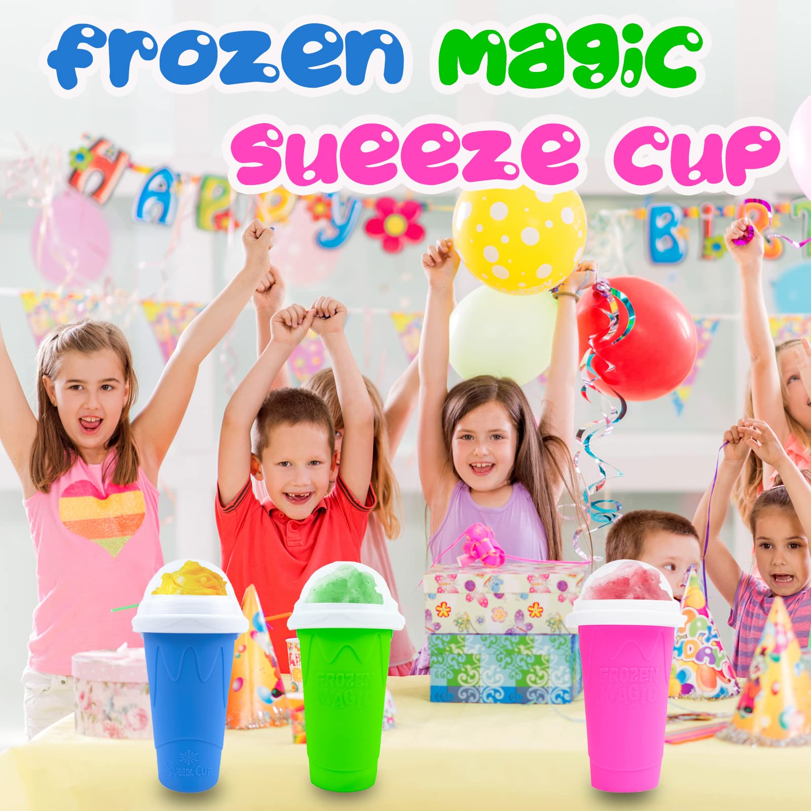 Hoinvaet Magic Slushy Maker Squeeze Cup Slushie Maker, Homemade Milk Shake Maker Cooling Cup Squee Diy Birthday Gifts For Kids (