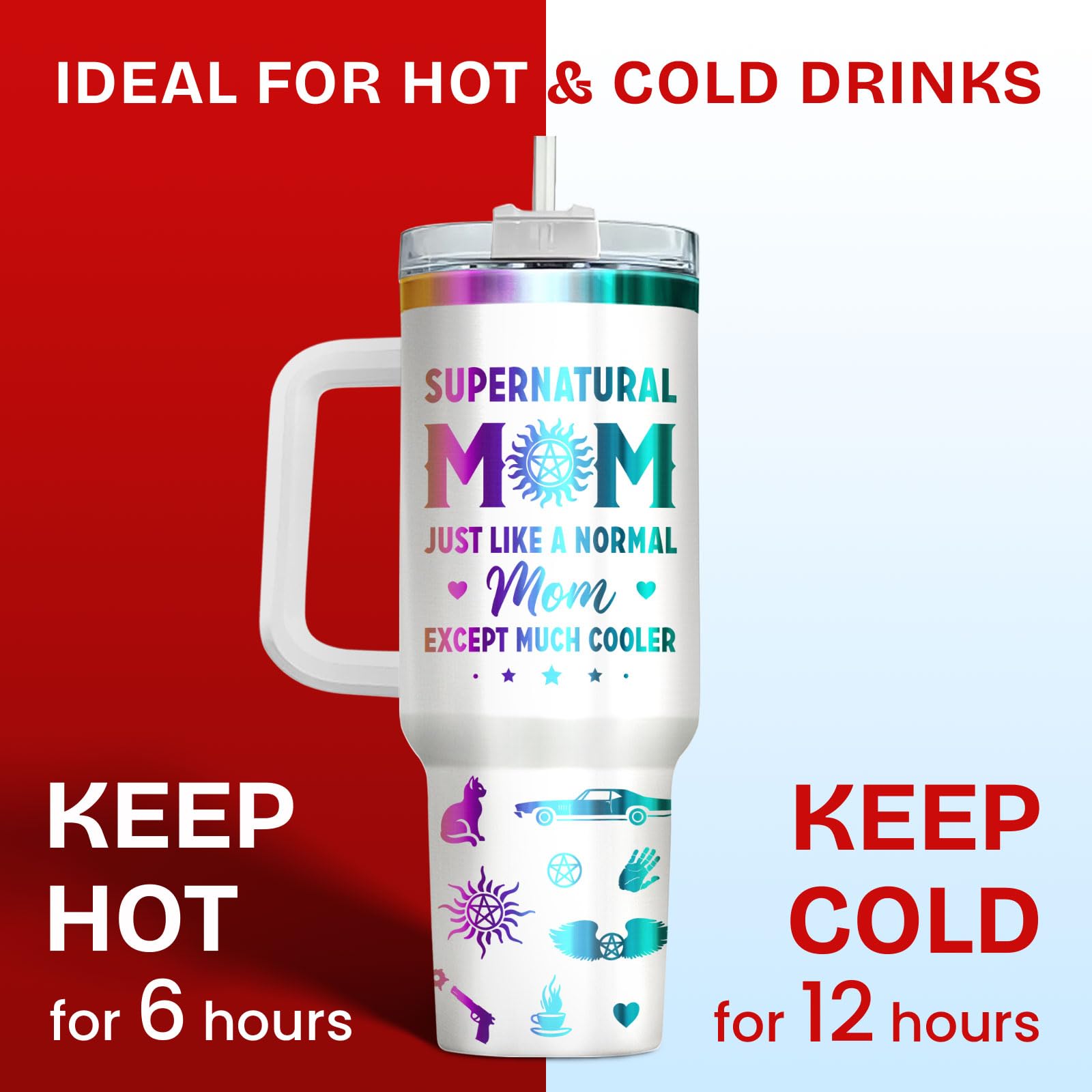 34HD Mothers Day Gifts, 40 oz Mom Movie Tumbler with Handle and Straw, Natural Movie Mug for Women, Natural Show Gifts for Mom f