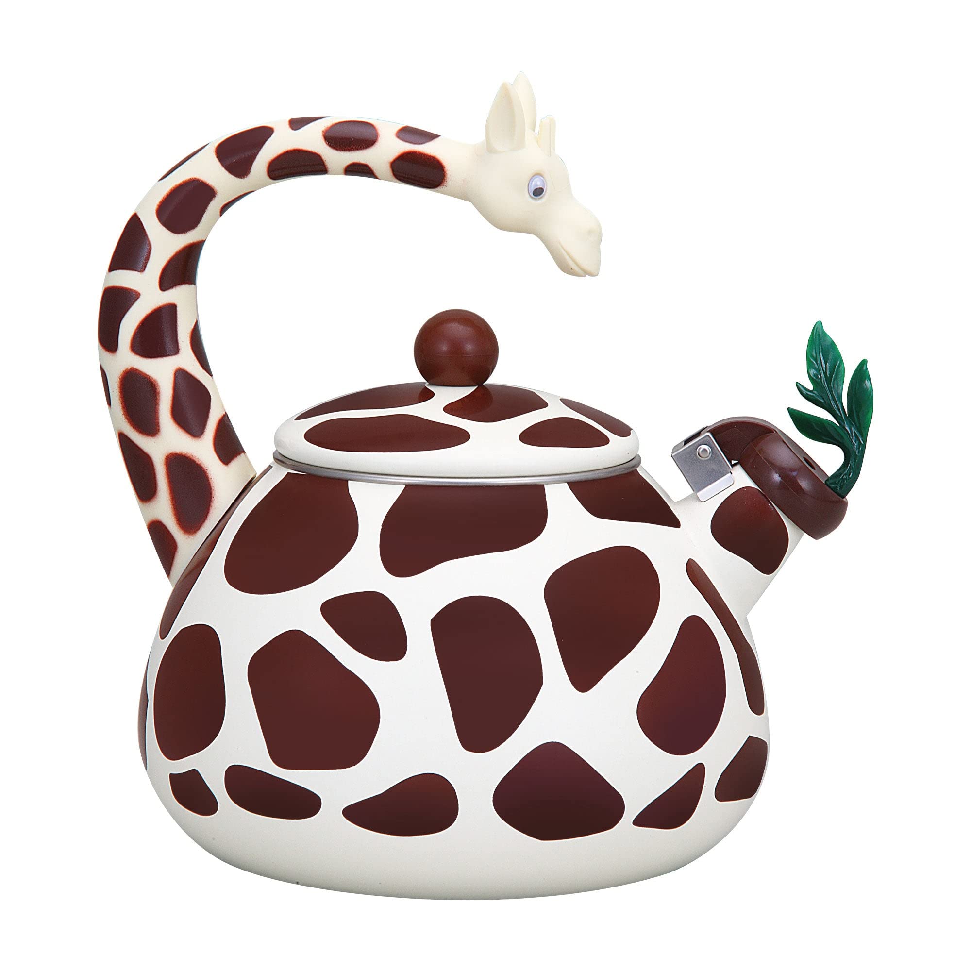 Upware Enamel On Steel Whistling Tea Kettle, Stovetop Teakettle (2.1 Quart, Giraffe)