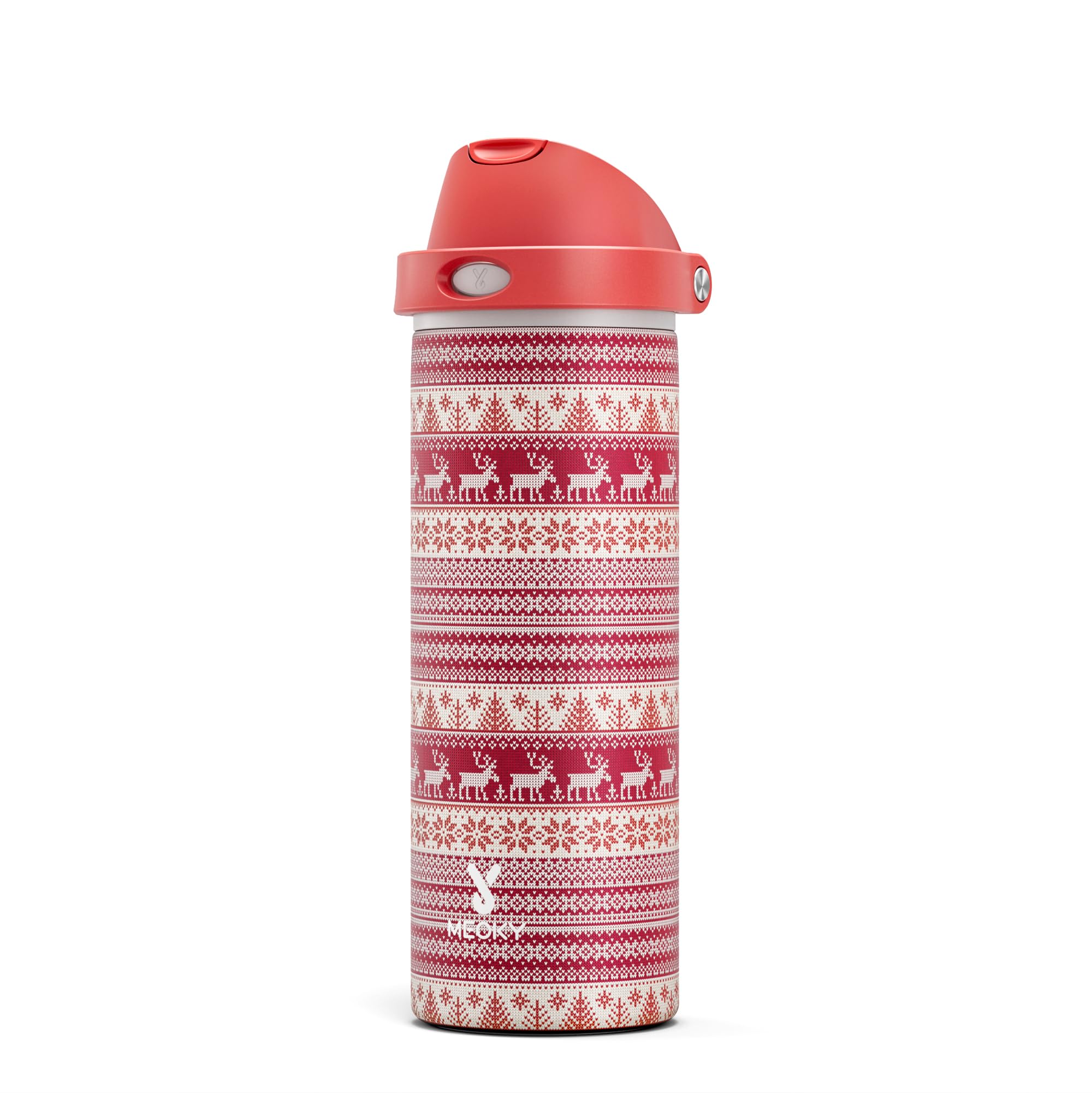 24 oz Insulated Water Bottle for Christmas: Meoky Stainless Steel Water Bottle with Straw and Spout Lid - Leak Proof, Cold for 2