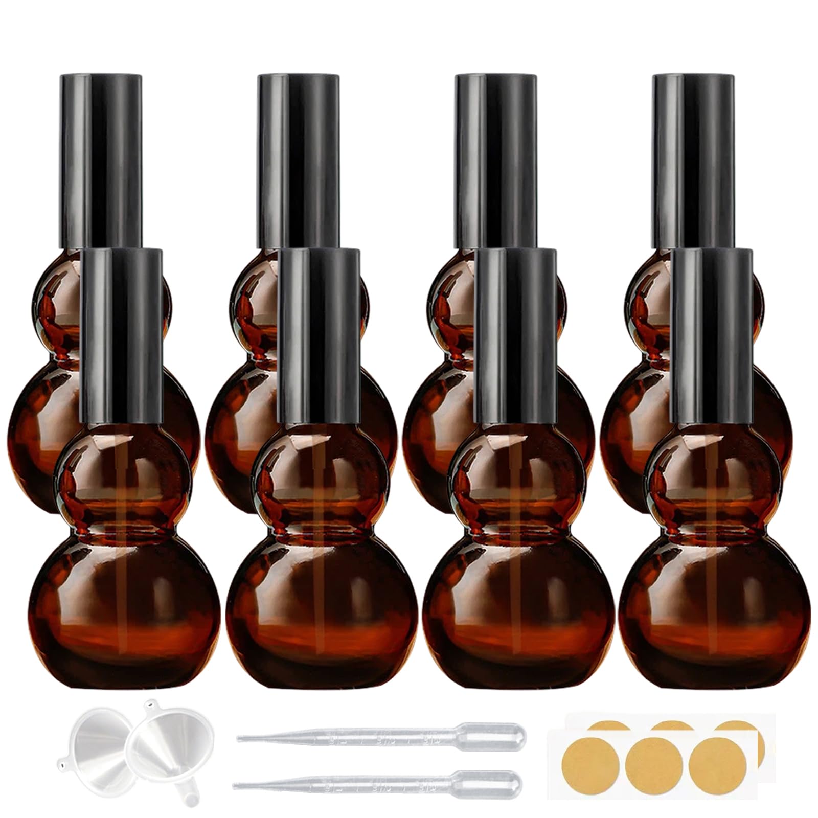 DZREVEOTA 8 Pack 1oz/30ml Spray Bottles, Amber Glass Bottles with Fine Mist Sprayers, Small Spray BottleDouble Gourd Shaped,for