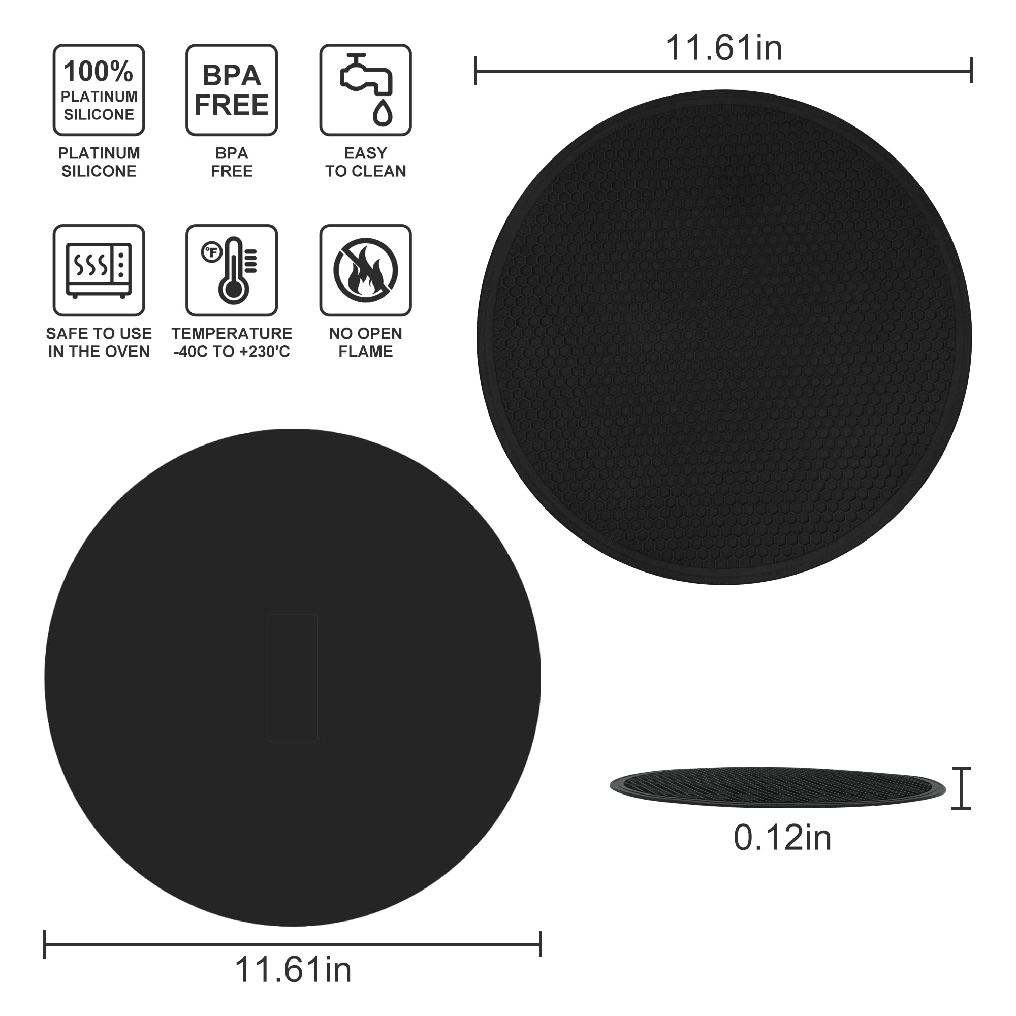 Viwehots Silicone Trivet Mat -Pot Holders-Round Trivets For Hot Dishes-Pots & Pans, Dia11.81 Microwave Plate Cover Mat, Multi Fu