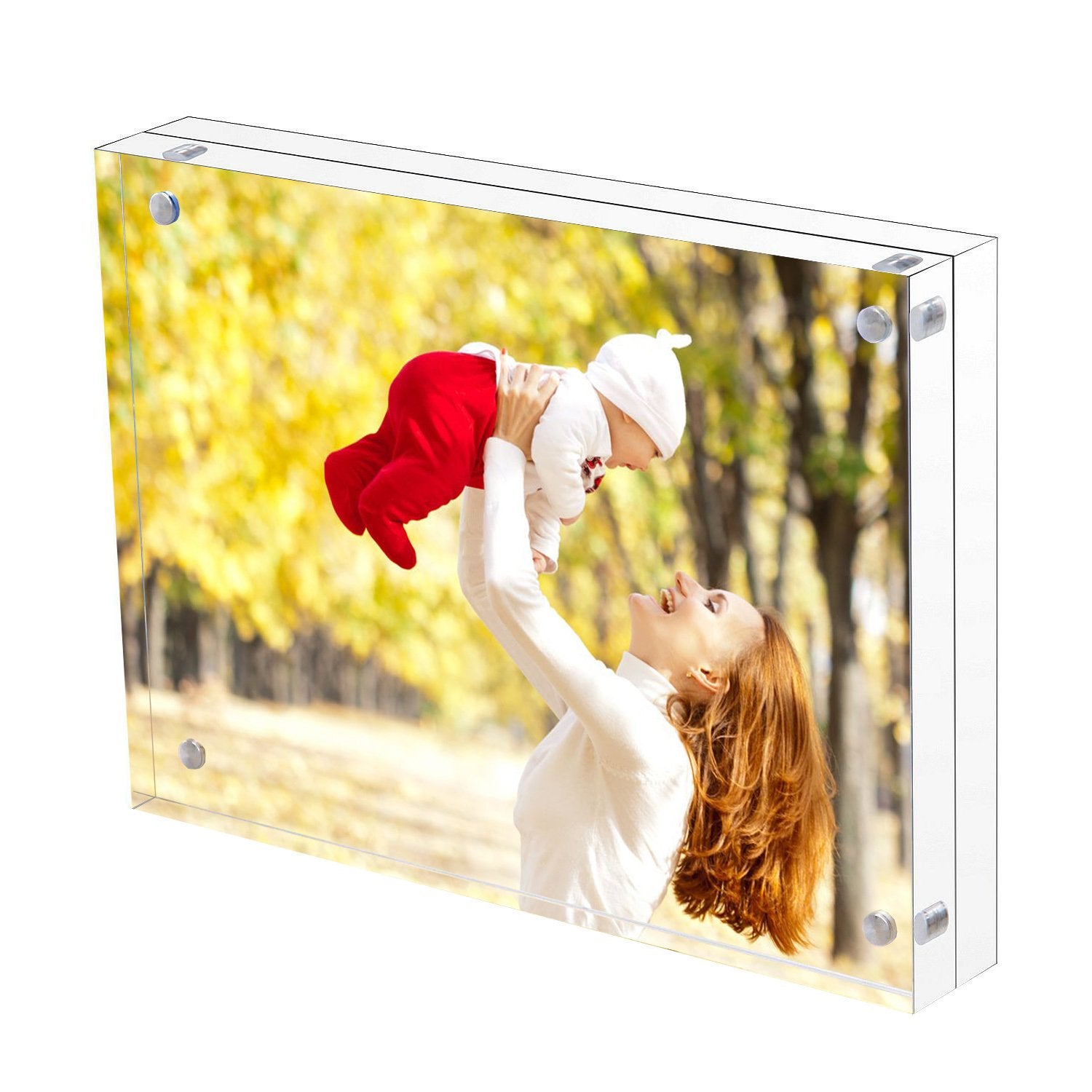 Sooyee 5X7 Acrylic Frame, Clear,Magnetic Photo Frame, Double Sided Frameless Standing in Desktop Picture Display,Pack of 1(10 + 