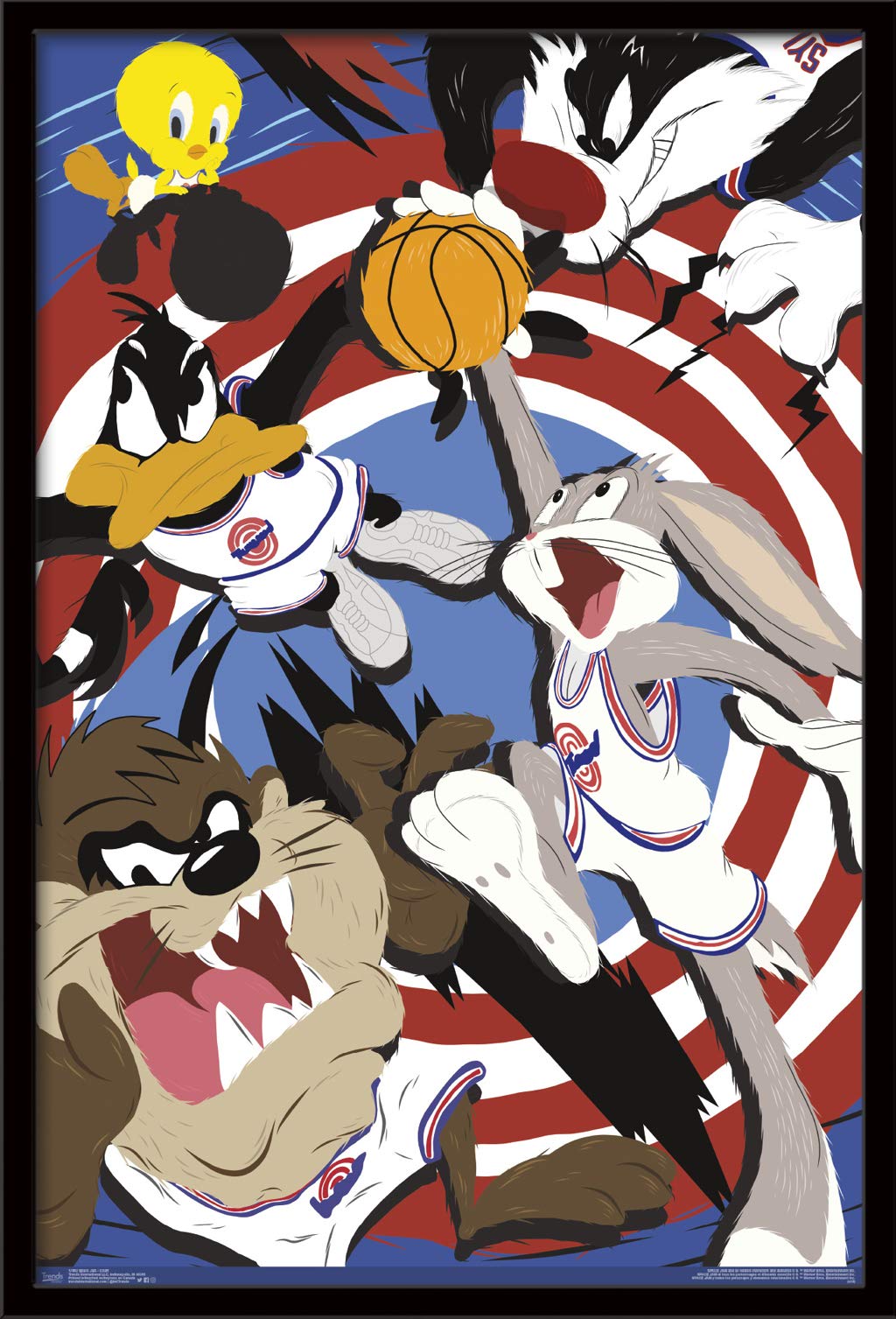 Trends International Looney Tunes: Space Jam - Court Wall Poster, 22.375'' X 34'', Black Framed Version