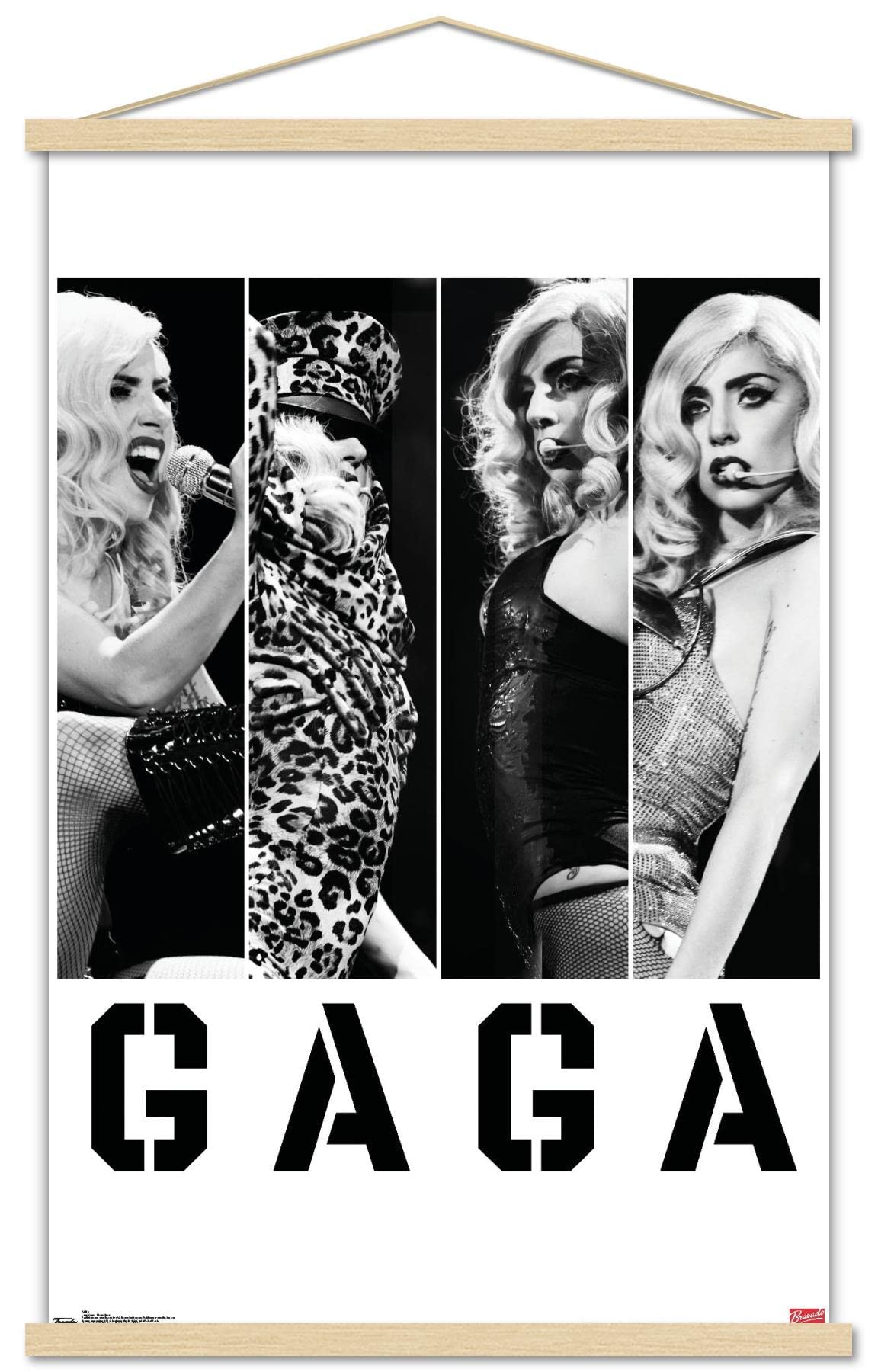 Trends International Lady Gaga - Photo Bars Wall Poster, 22.375'' X 34'', Premium Print And Beechwood Hanger Bundle