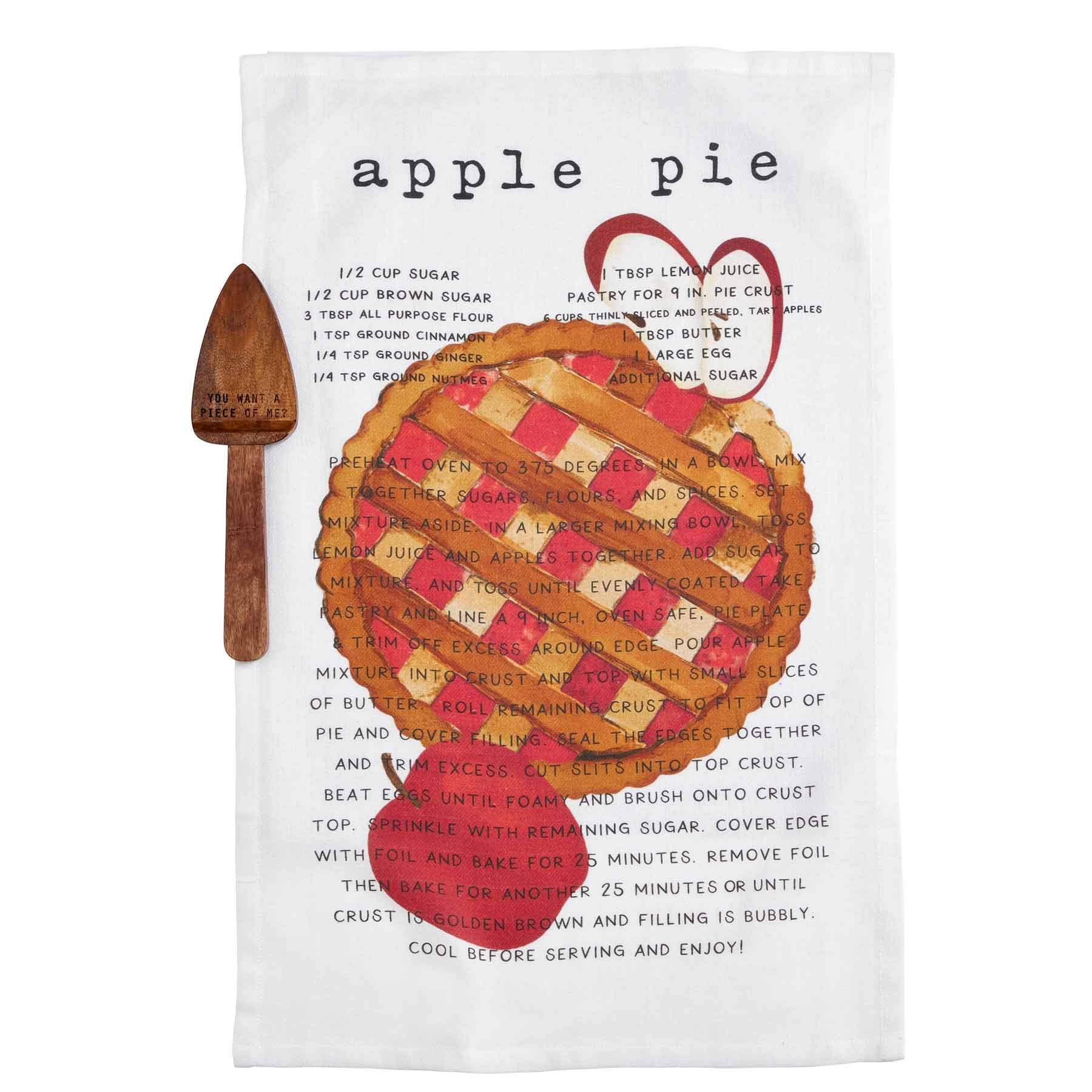 Mud Pie Apple Pie Recipe Towel Set, ''Server 10'''' | Towel 26'''' X 16 1/2''''''