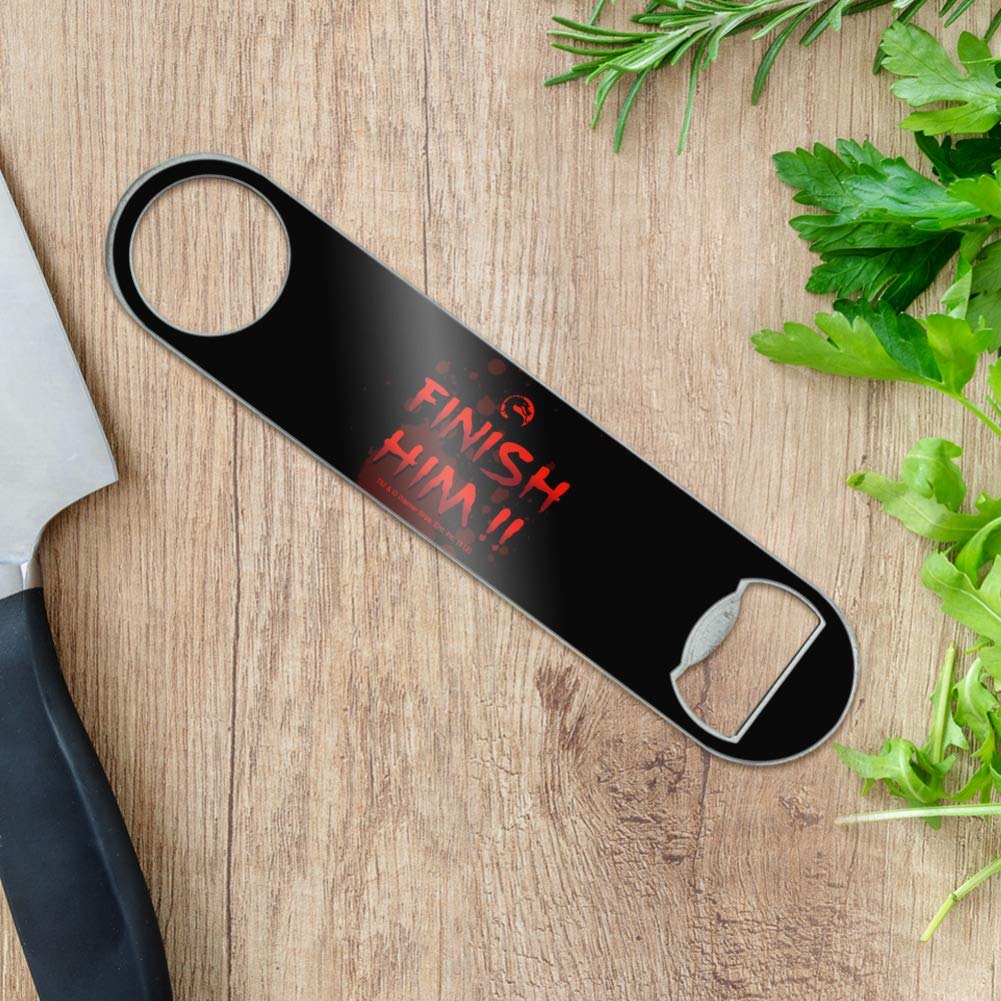Mortal Kombat Klassic Finish Him Stainless Steel Vinyl Covered Flat Bartender Speed Bar Bottle Opener