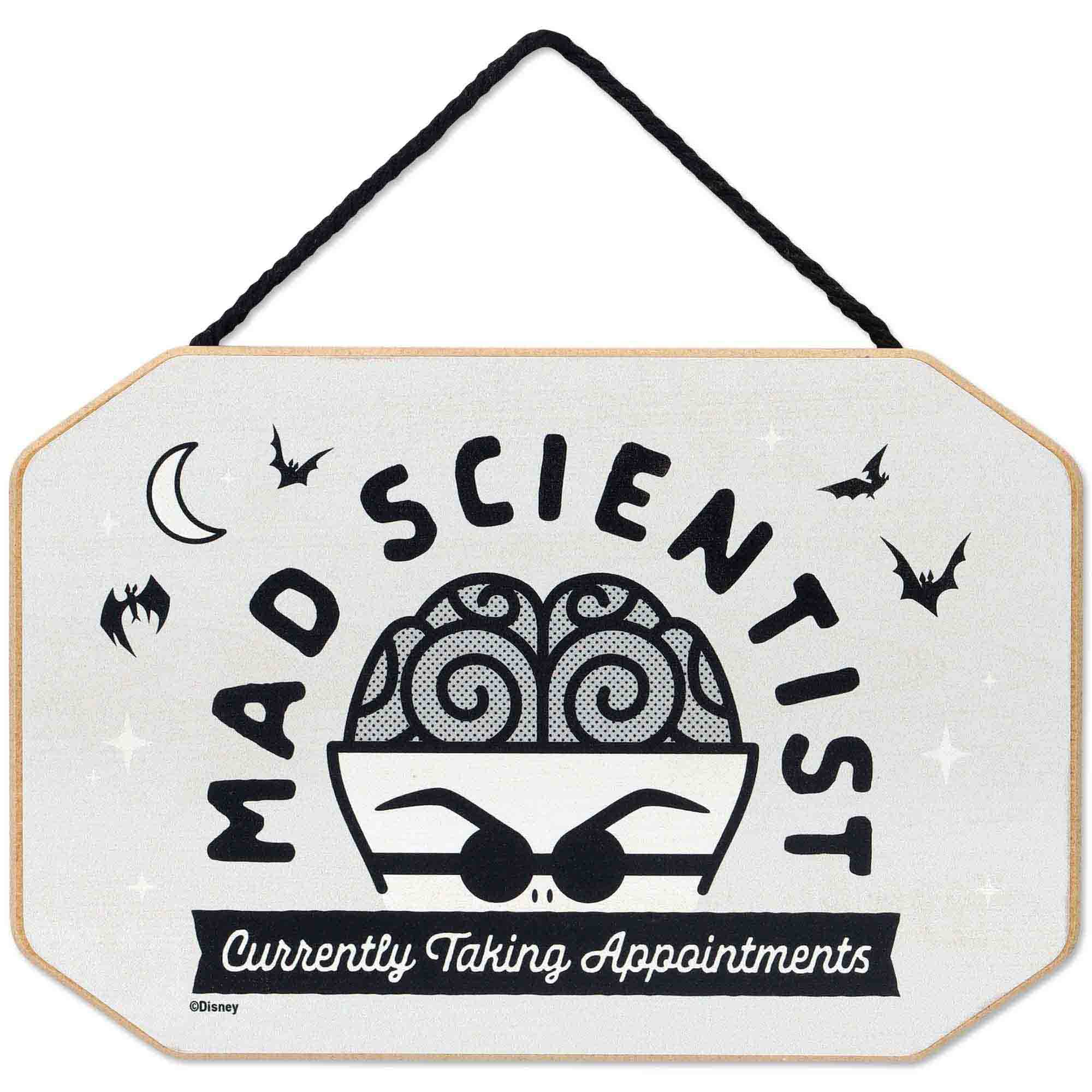 Disney The Nightmare Before Christmas Mad Scientist Hanging Wood Wall Decor - Fun Dr. Finkelstein Sign for Home Decorating