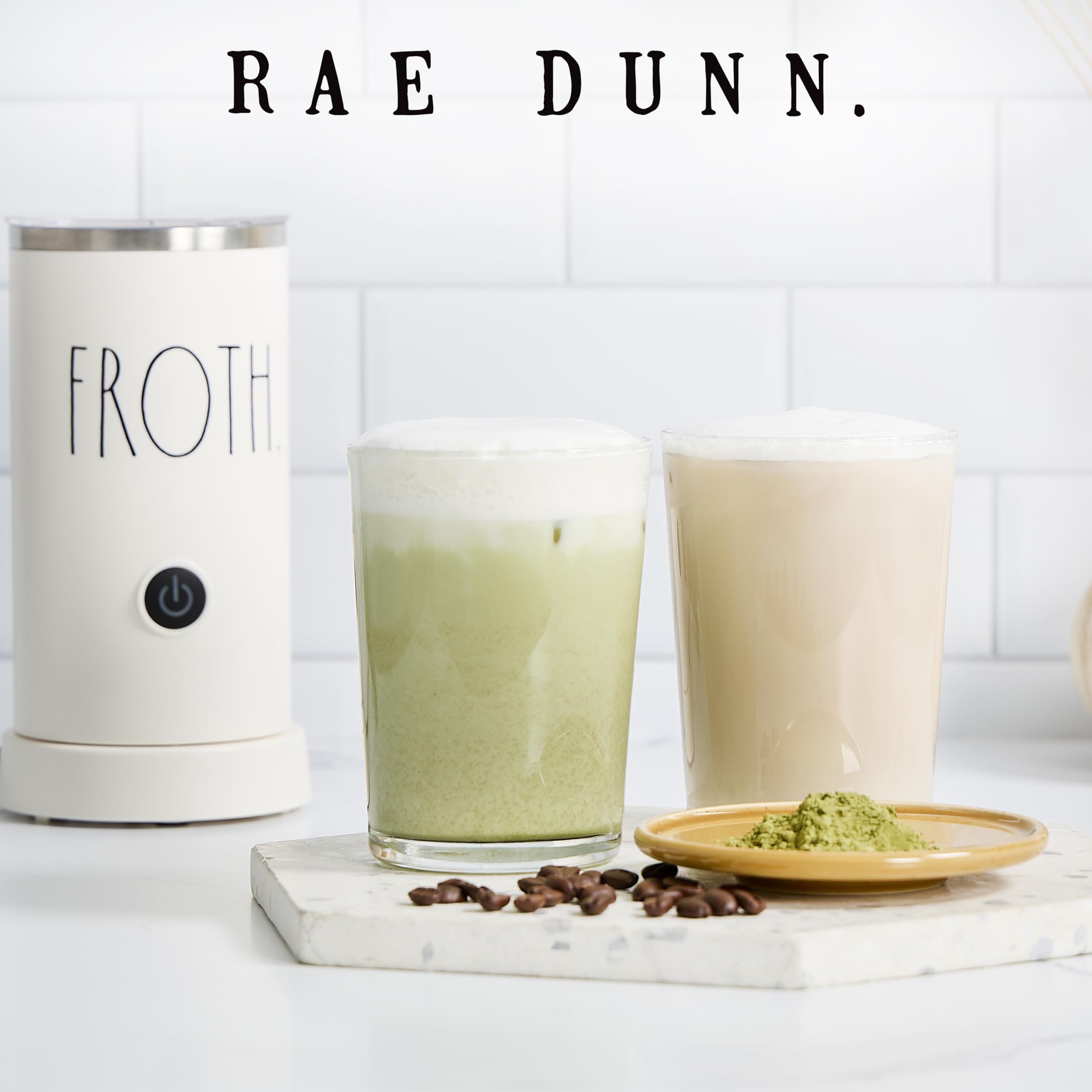 Rae Dunn Electric Milk Frother Steamer -Stylish Automatic Milk Steamer and Frother  Milk Warmer  Hot and Cold Foam Maker for Coffee  Latte  Cappuccino  Macchiato - 550 Watt (Cream)