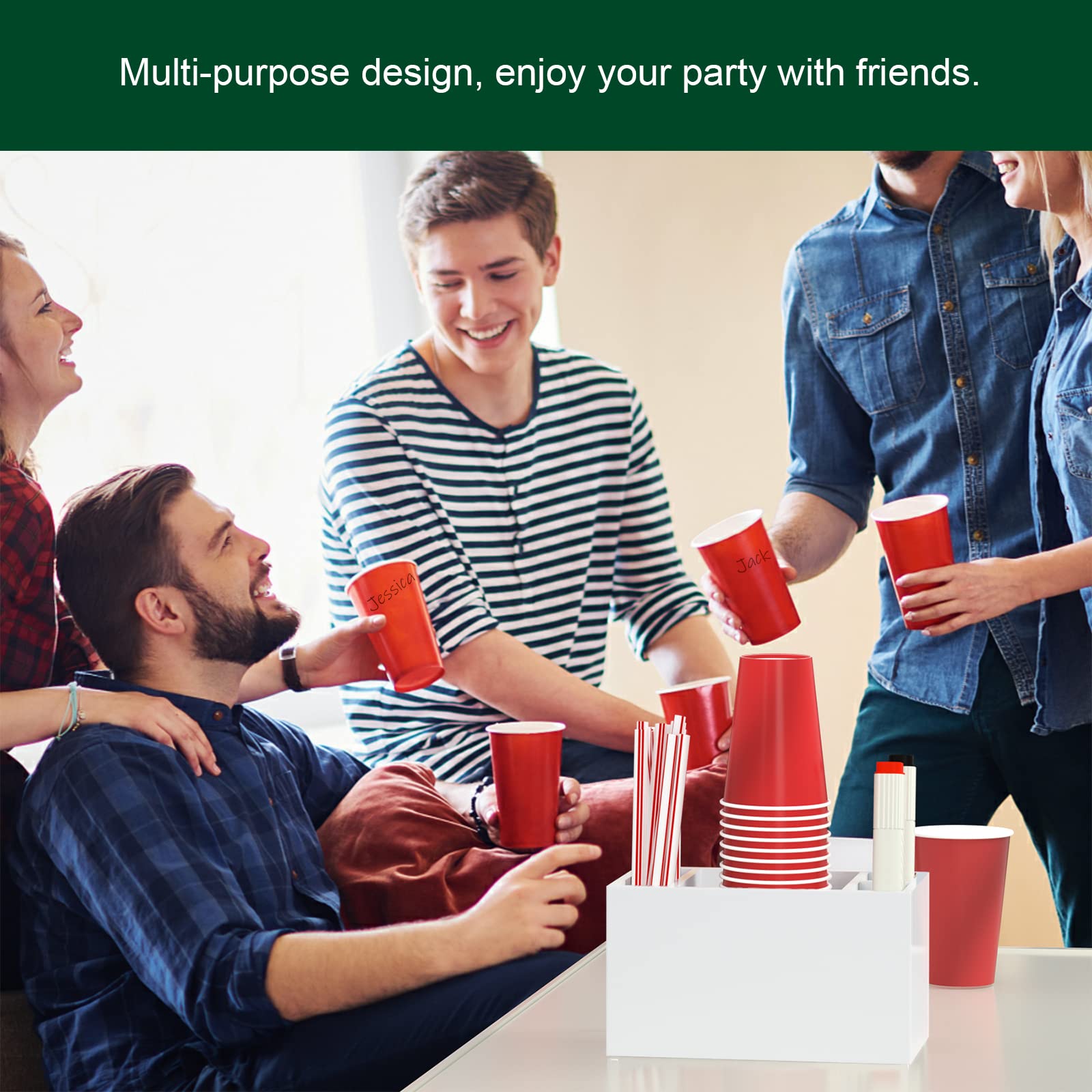 Bosscasa Cup Holder With Marker Slot, Party Cup Dispenser Acrylic Cup Organizer Mark Your Cup And Drink Up Caddy Modern Bar Coun