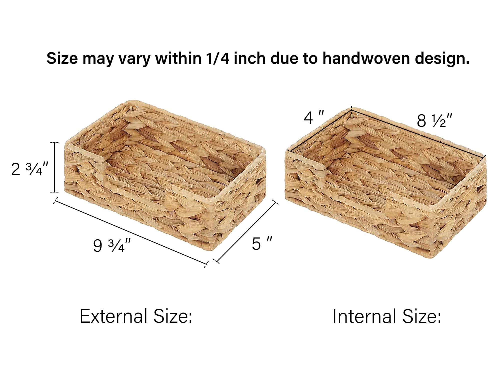 Storageworks Water Hyacinth Napkin Holder For Bathroom, Wicker Napkin Baskets For Bathroom, Guest Towel Holder, 9 L X 5W X 2