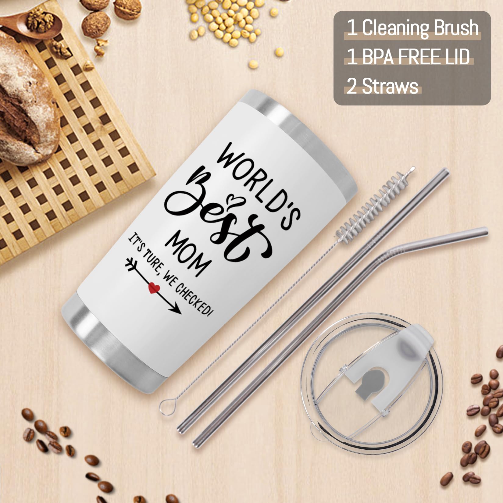 Fanunny Mothers Day Gifts for Mom Women from Son, Daughter, World s Best Mom Gift for her Ideas Thank You Present - 20 OZ Travel
