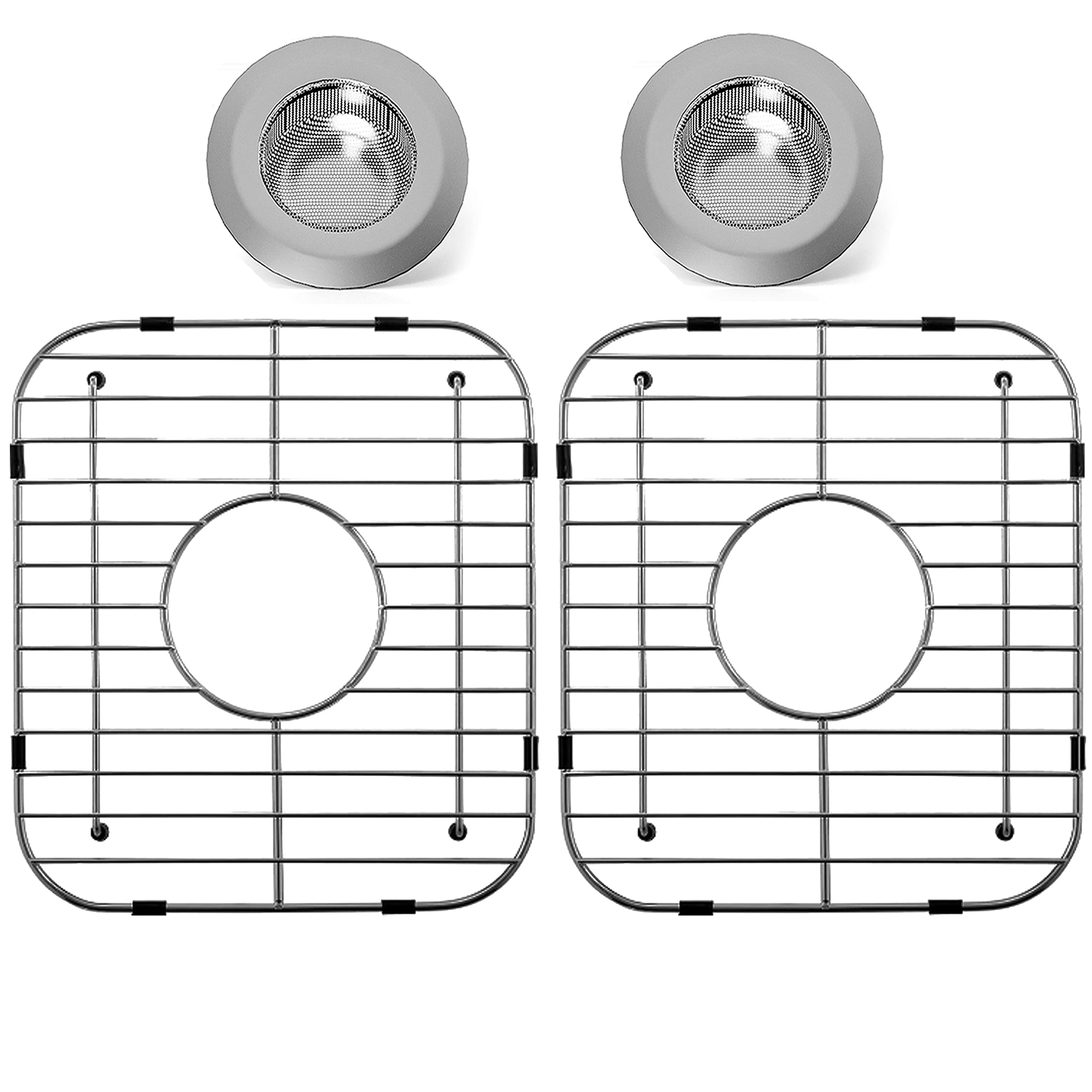 Sink Protectors For Kitchen Sink 13'' X 11-5/8'', 304 Stainless Steel Sink Grid Protectors For Kitchen Sink With Certer Drain Ho