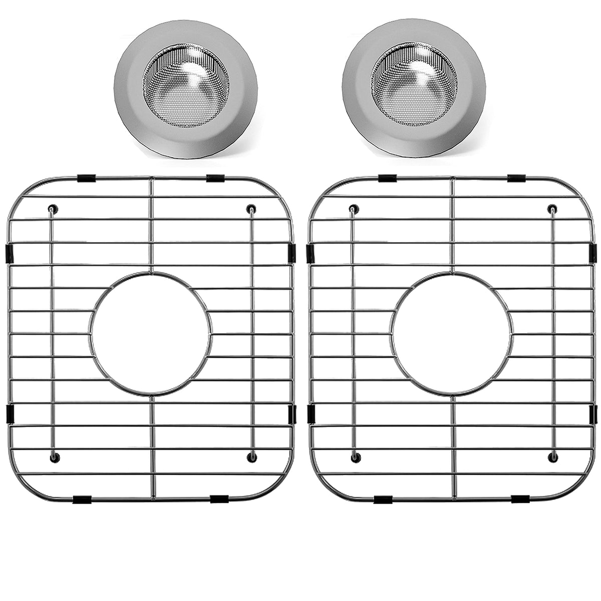 Sink Protectors For Kitchen Sink 13'' X 11-5/8'', 304 Stainless Steel Sink Grid Protectors For Kitchen Sink With Certer Drain Ho