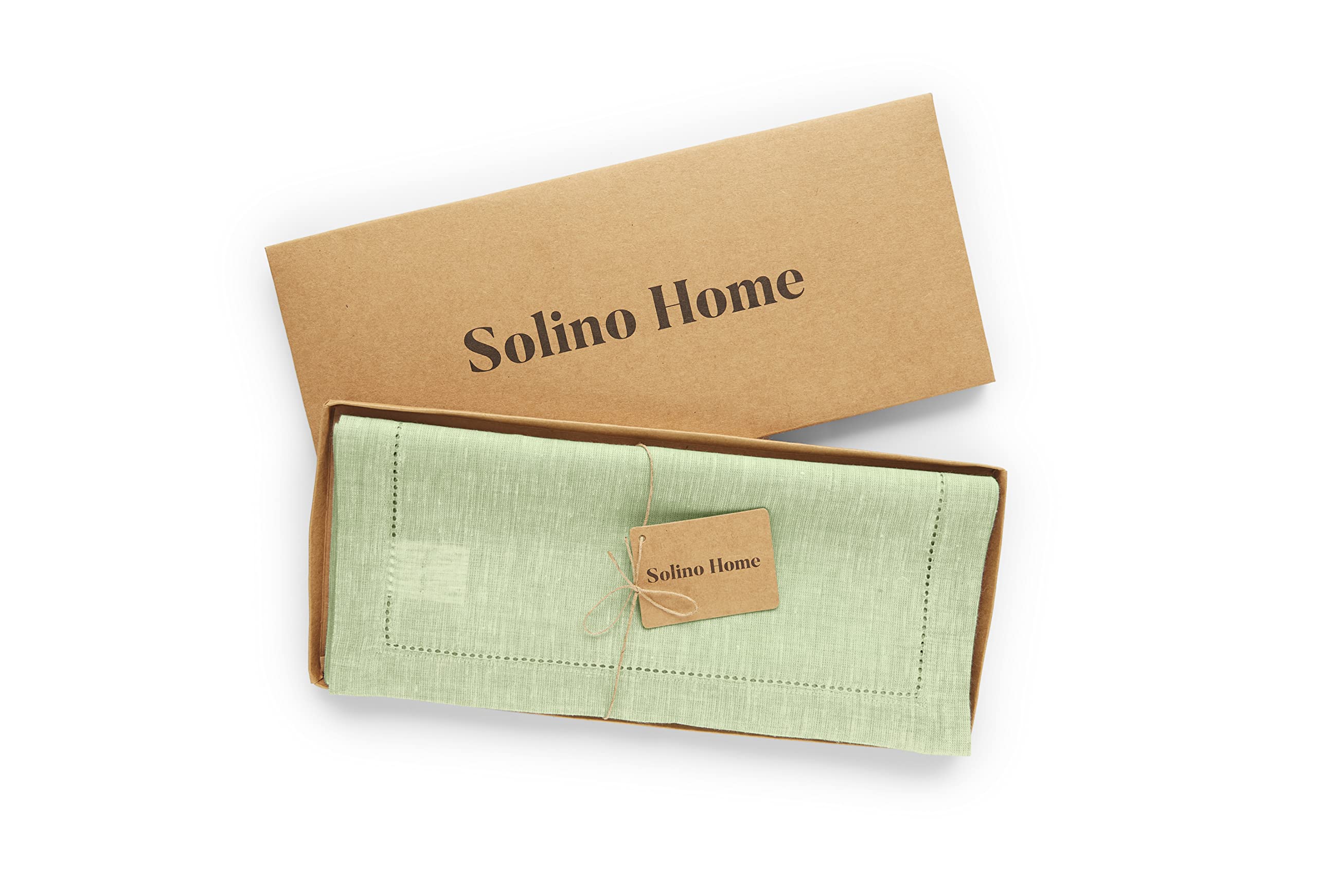 Solino Home Pure Linen Table Runner - Pistachio 14 x 108 Inch - 100% Linen Fabric Table Runner for Spring  Summer  Dining  Living - Milan  Machine Washable and Handcrafted from European Flax